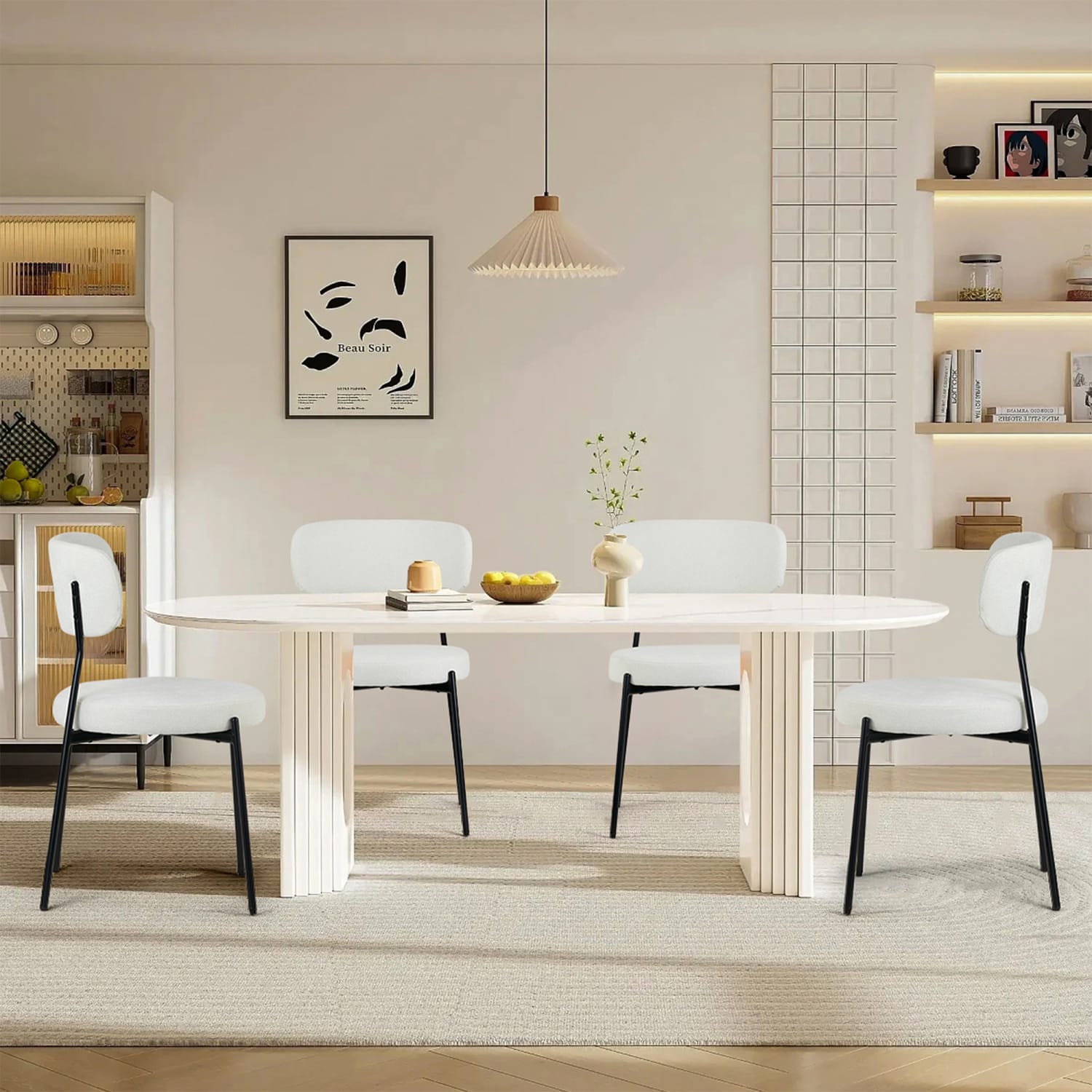 Glamour Home Aya Chenille Fabric Dining Accent Chairs, White, Set Of 2 Chairs - Image 9