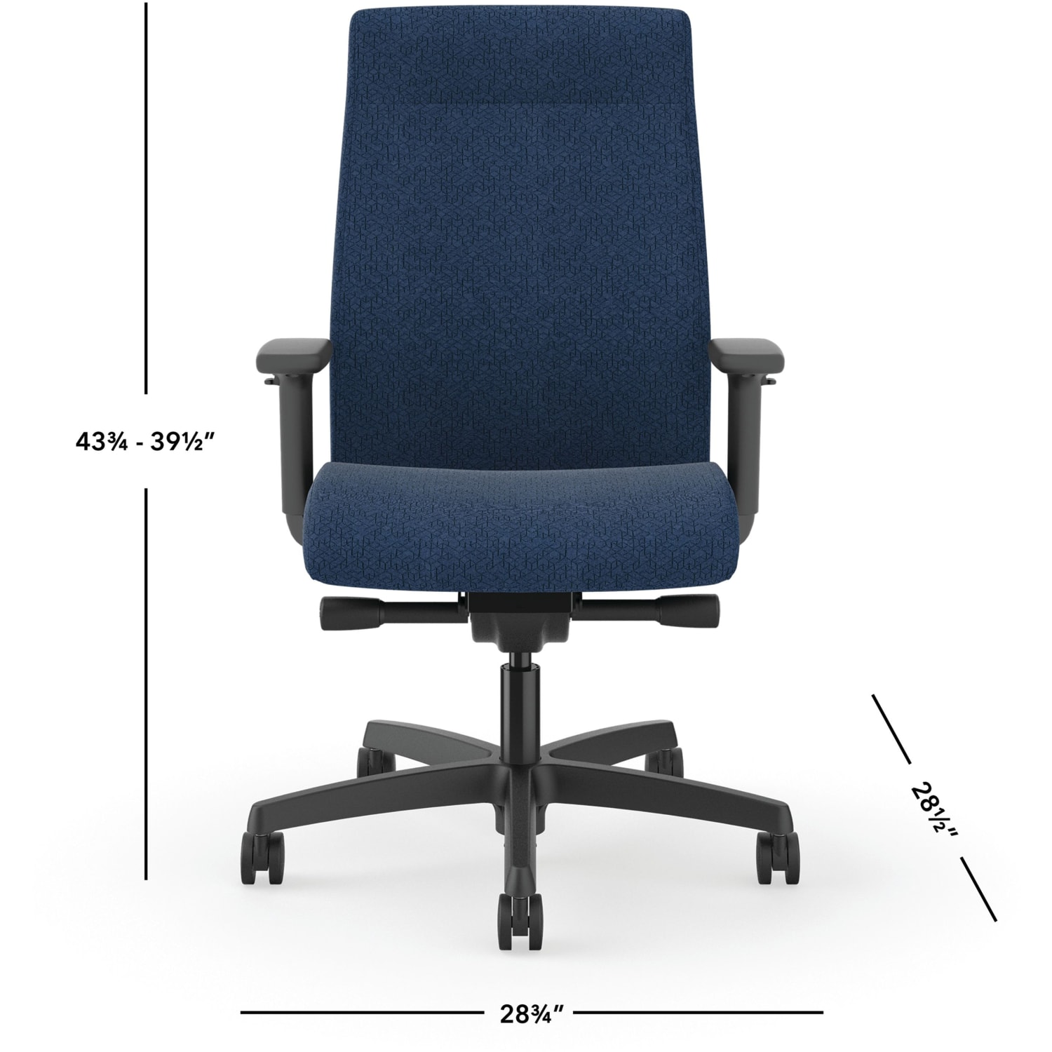HON Ignition 2.0 Ergonomic Fabric-Upholstered Mid-Back Task Chair, Navy/Black - Image 3