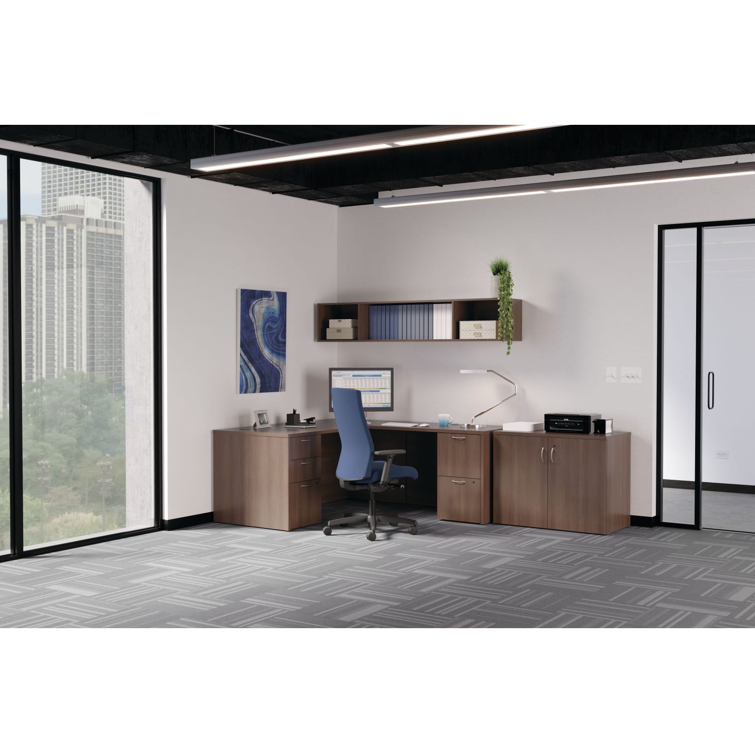 HON Ignition 2.0 Ergonomic Fabric-Upholstered Mid-Back Task Chair, Navy/Black - Image 4