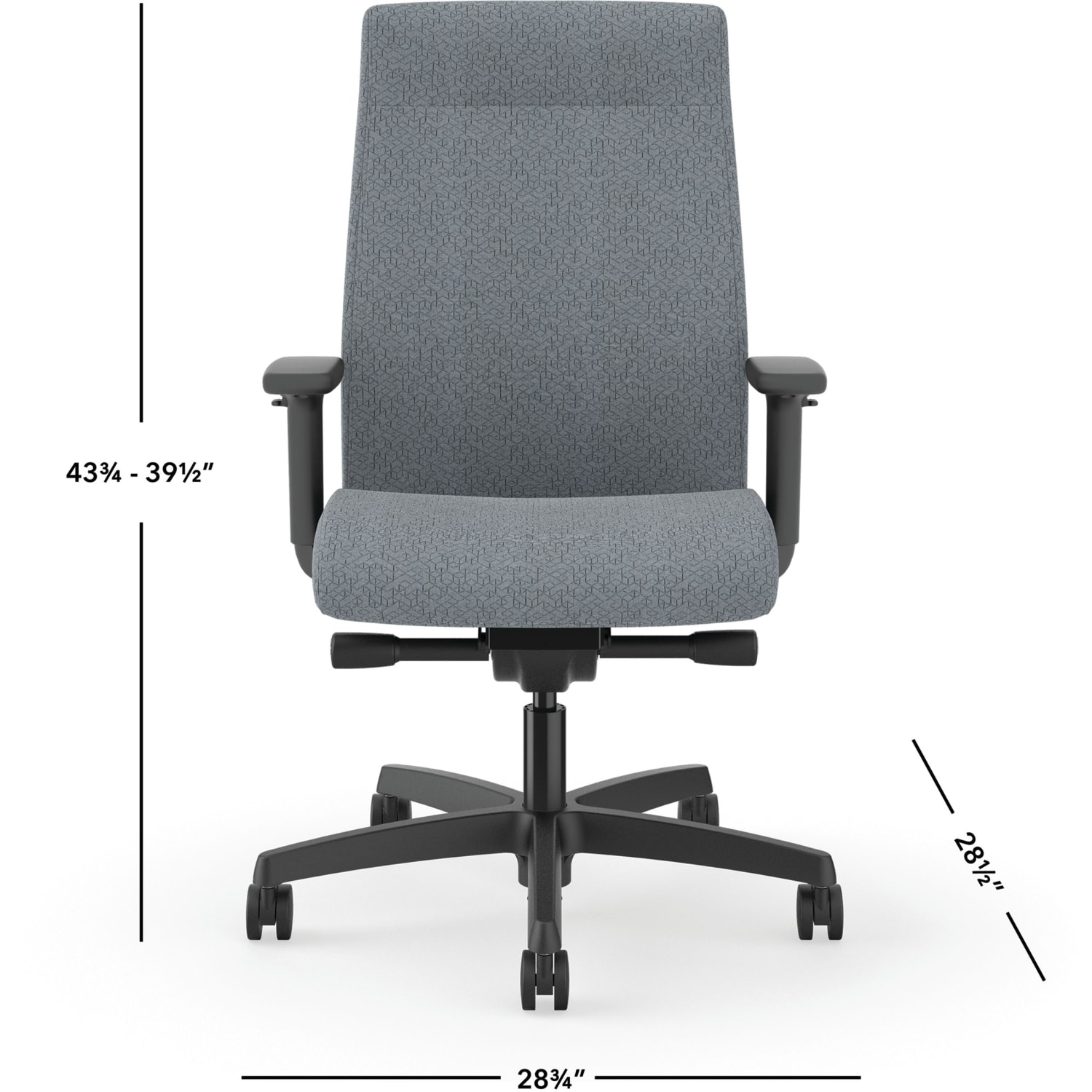 HON Ignition 2.0 Ergonomic Fabric-Upholstered Mid-Back Task Chair, Basalt/Black - Image 3