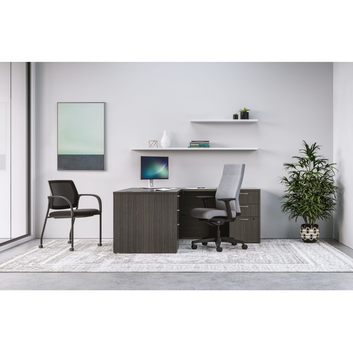 HON Ignition 2.0 Ergonomic Fabric-Upholstered Mid-Back Task Chair, Basalt/Black - Image 4
