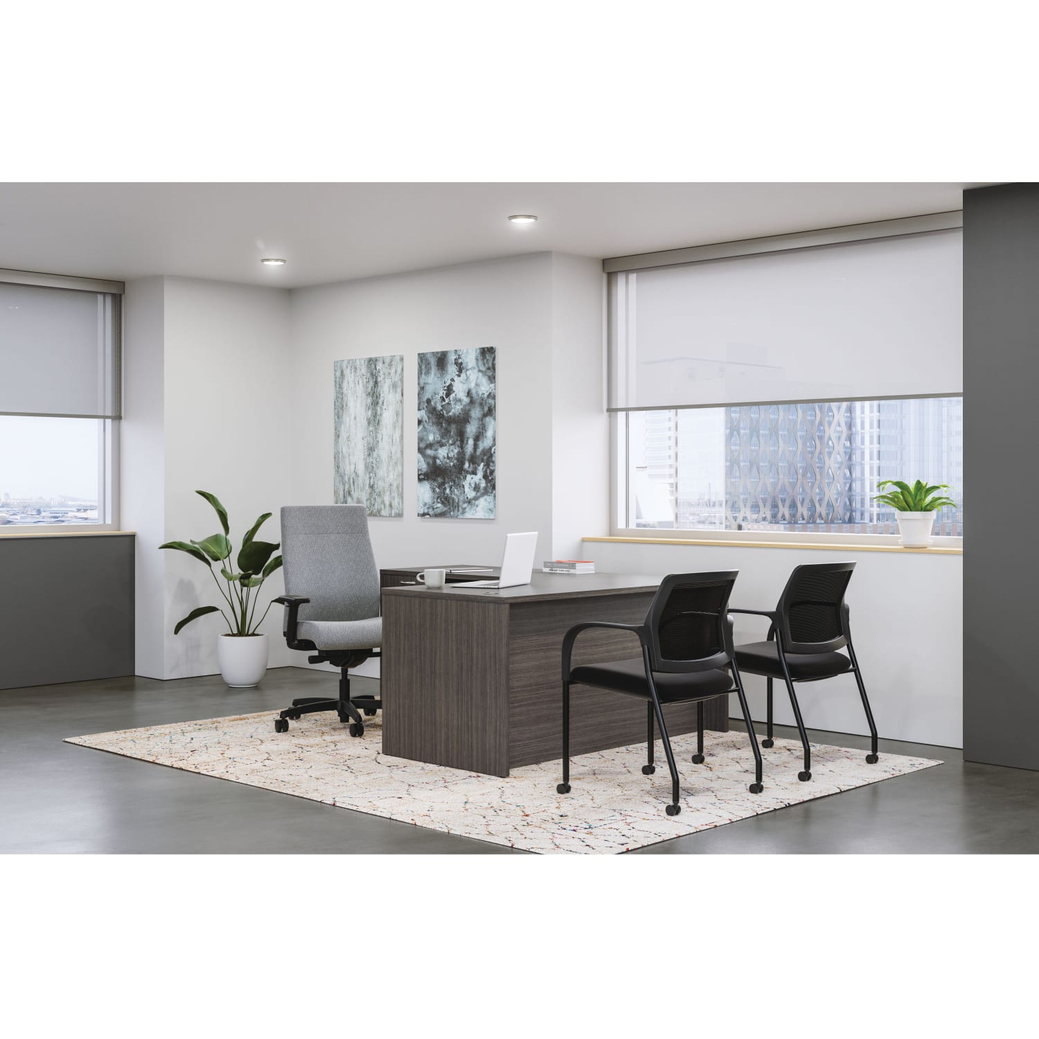 HON Ignition 2.0 Ergonomic Fabric-Upholstered Mid-Back Task Chair, Basalt/Black - Image 5