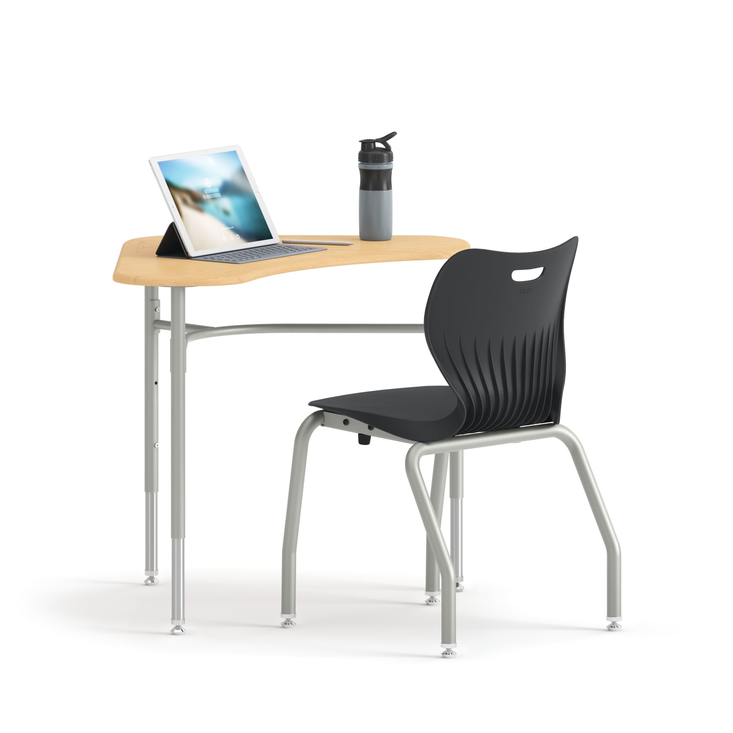 HON SmartLink 36inW Student Desks, Natural Maple/Platinum Metallic, Set Of 2 Desks - Image 5