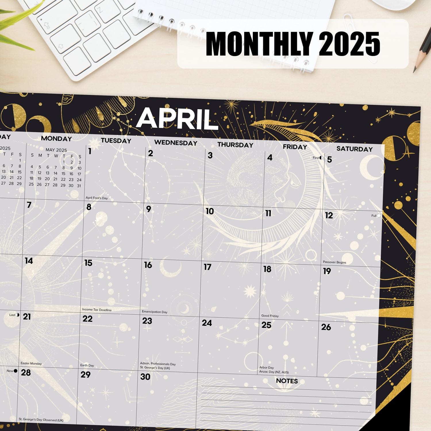 2025 Willow Creek Press Monthly Desk Pad Calendar, 17in x 12in, Celestial, January 2025 To December 2025, 47811 - Image 4