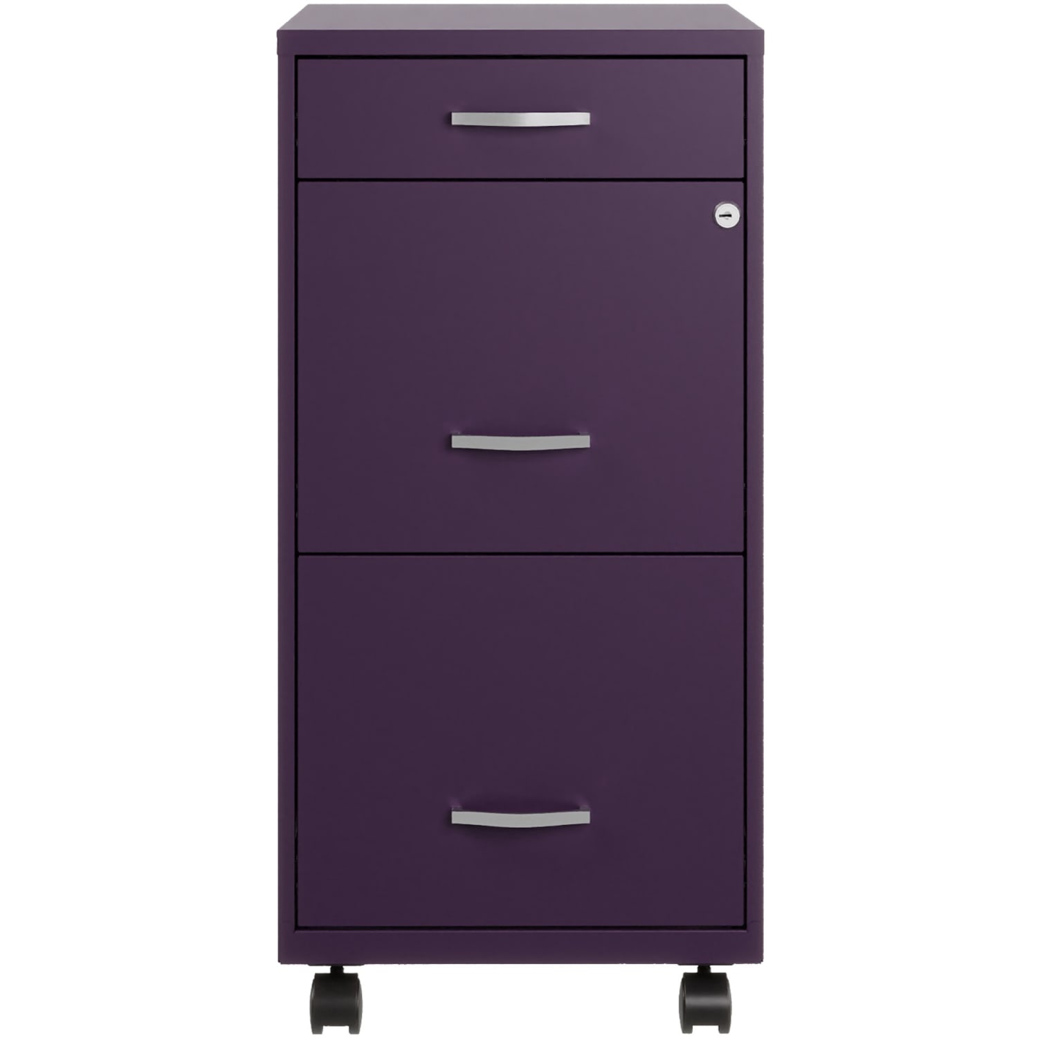 Realspace SOHO Organizer 18inD Vertical 3-Drawer Mobile File Cabinet, Purple