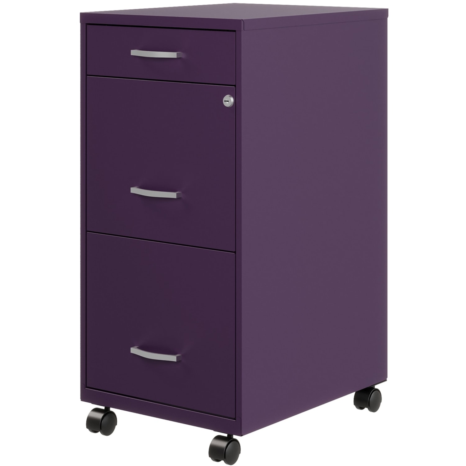 Realspace SOHO Organizer 18inD Vertical 3-Drawer Mobile File Cabinet, Purple - Image 3