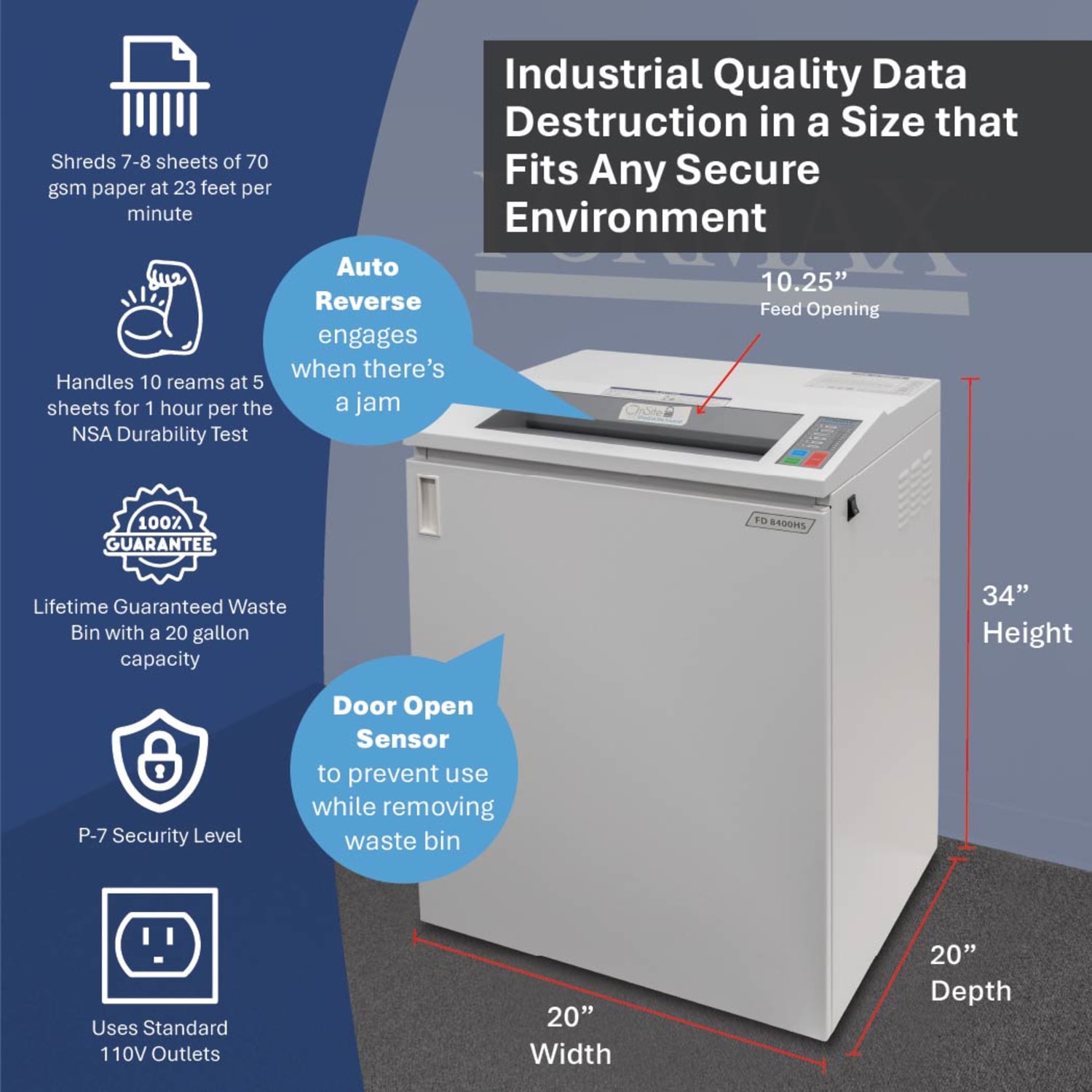 Formax FD 8400HS-1 8-Sheet High-Security Shredder, FD8400HS-1 - Image 4