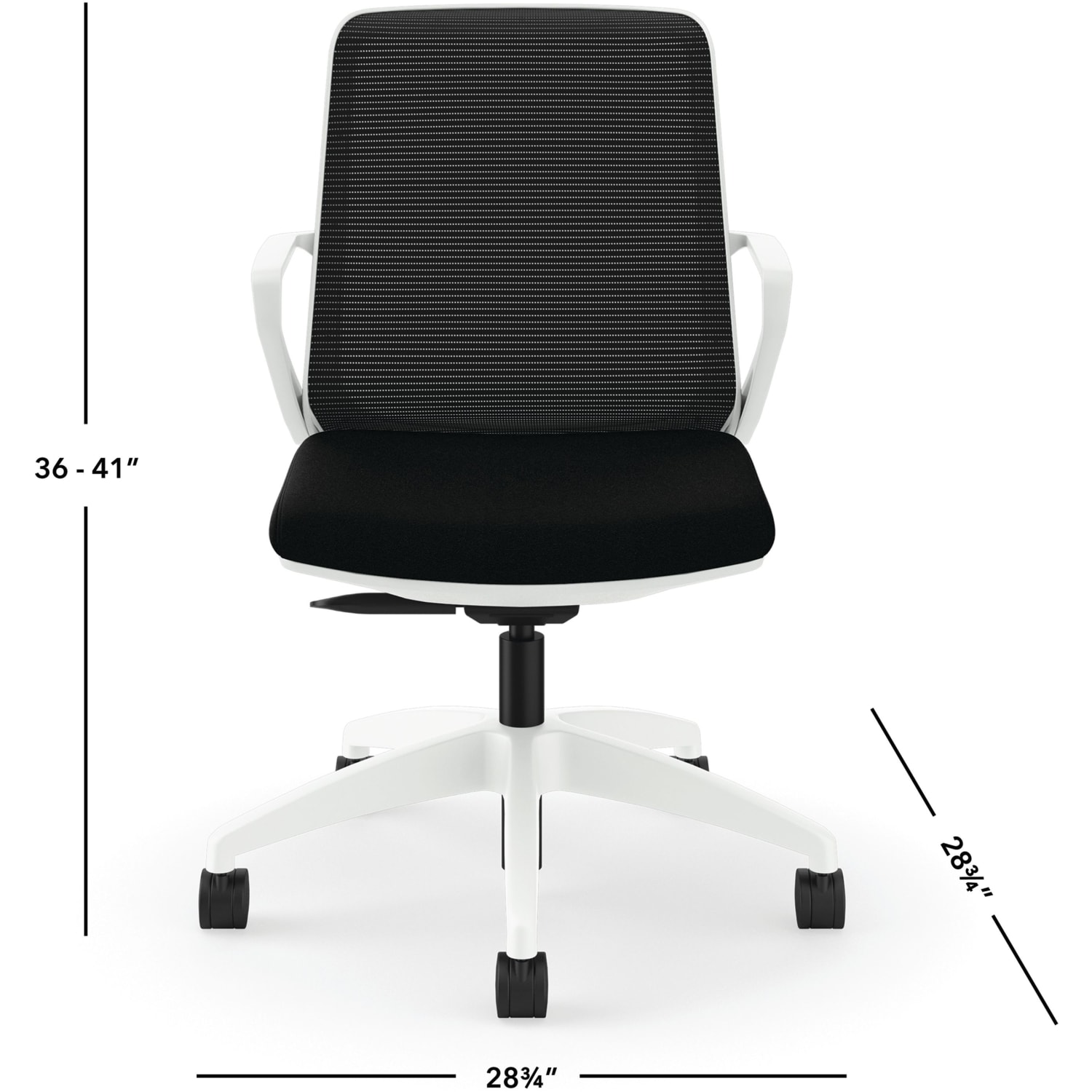 HON Cliq Ergonomic Mid-Back Light Task Chair, Black/Designer White - Image 3