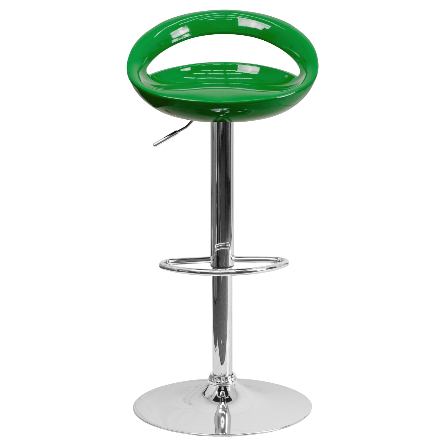 Flash Furniture Contemporary Plastic Adjustable Height Barstool with Rounded Cutout Back and Chrome Base, Green - Image 7