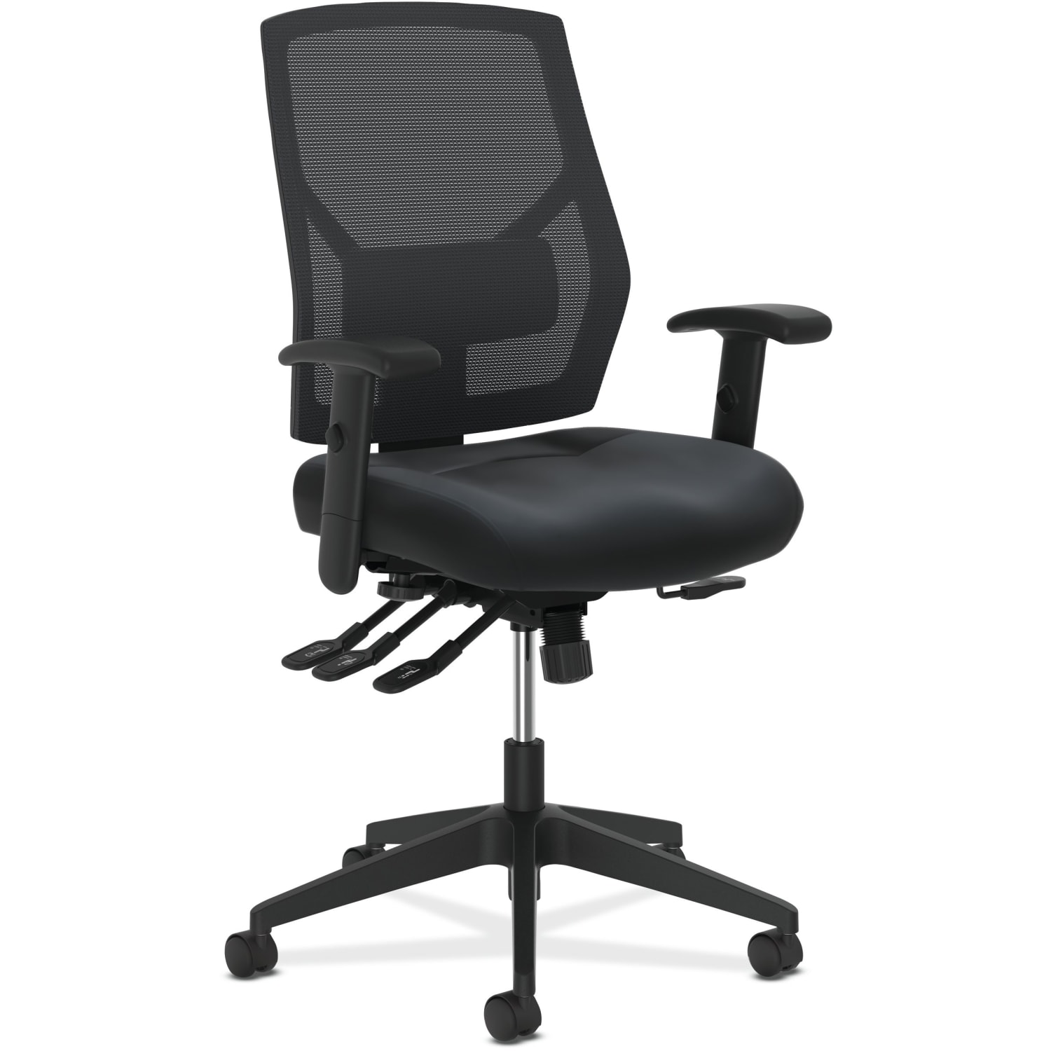 HON Crio Ergonomic Leather High Back Task Chair With Asynchronous Control Black PopularChairscom