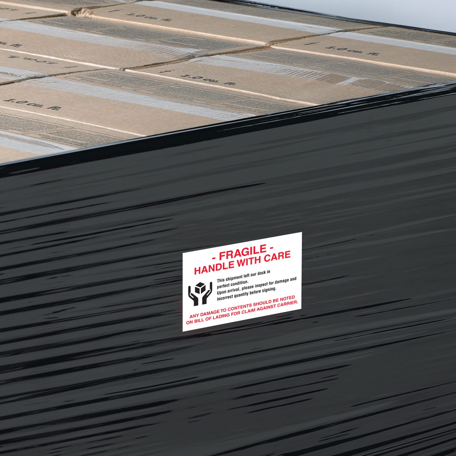 Tape Logic Preprinted Pallet Protection Labels, DL3191, 6in x 4in, "Fragile / Handle With Care / Any Damage To Contents Should Be Noted," Red/White, Roll Of 500 - Image 3