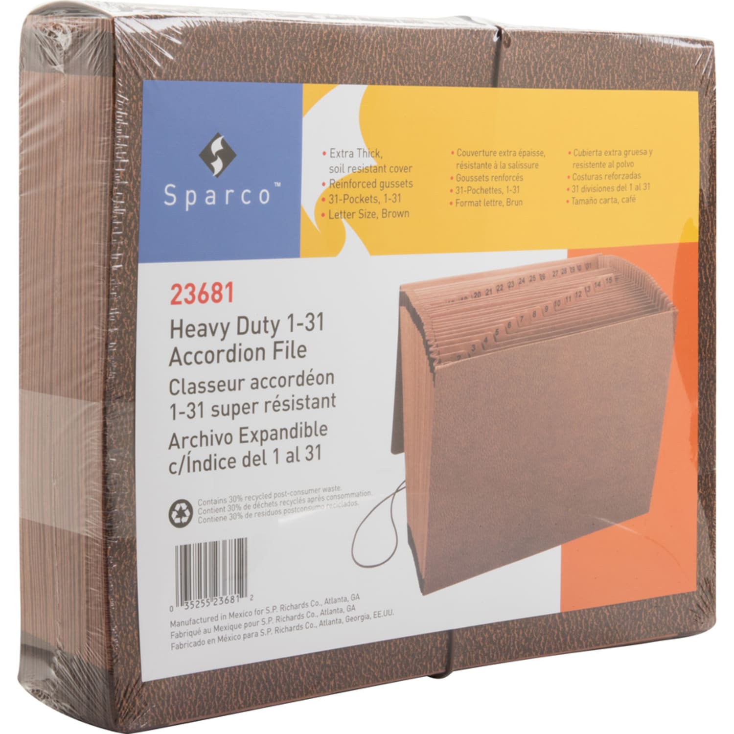 Sparco Heavy-Duty 1-31 Accordion File, Letter Size, 30% Recycled, Brown - Image 5