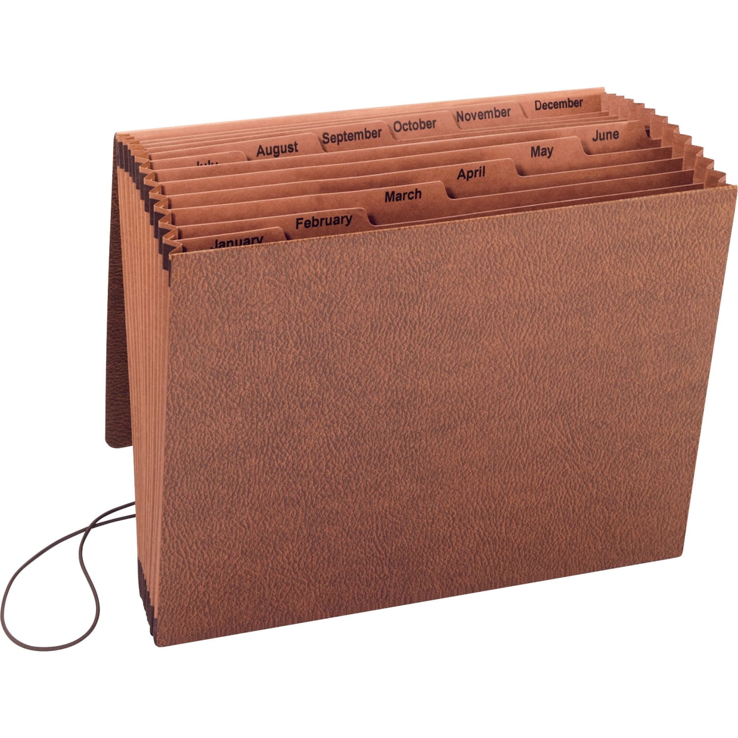 Sparco Heavy-Duty Jan-Dec Accordion File, 12 Pocket, 8 1/2in x 11in, Letter, 30 % Recycled, Brown, Pack of 1 - Image 3