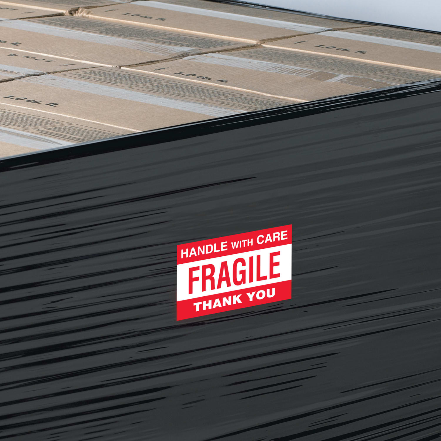 Tape Logic Preprinted Pallet Protection Labels, DL3182, 6in x 4in, "Handle With Care / Fragile / Thank You," Red/White, Roll Of 500 - Image 3