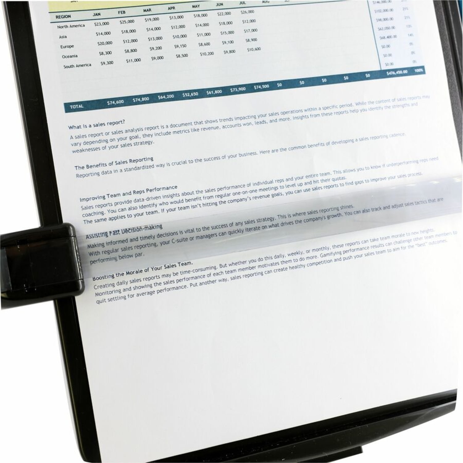 Sparco Adjustable Easel Document Holder - 10in x 2in x 14in - 1 Each - Black - Image 6