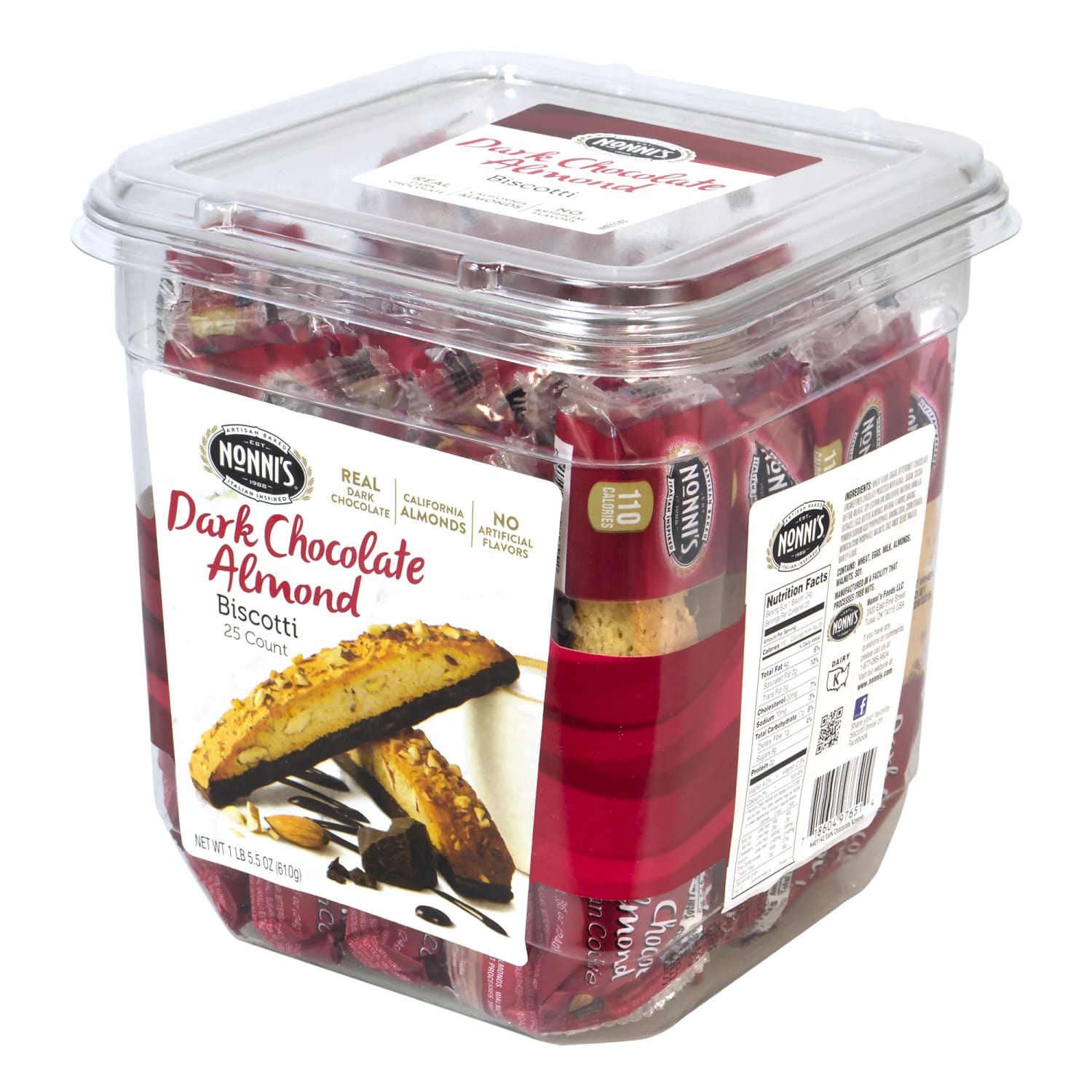 Nonnis Dark Chocolate Almond Biscotti, 0.86 Oz, Tub Of 25 Biscotti - Image 4