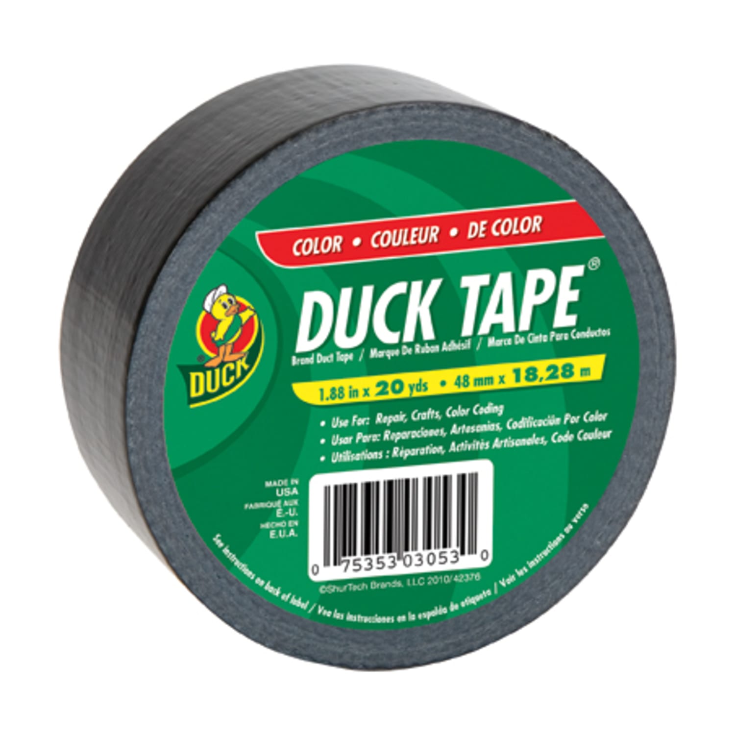 Duck Color Duct Tape, 20 Yd x 1-15/16in, Black