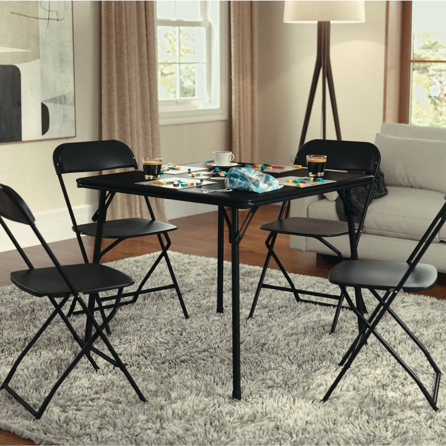Flash Furniture Folding Card Table, 27-3/4inH x 33-1/2inW x 33-1/2inD, Black - Image 4