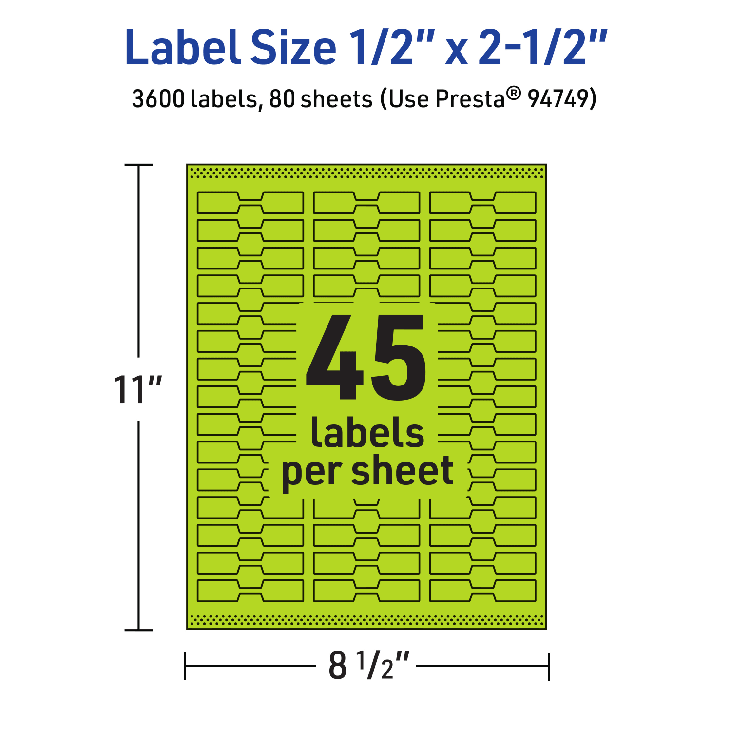 Avery Printable Labels With Sure Feed Technology, 94749-BGP80, Barbell, 1/2in x 2-1/2in, Matte Bright Green, Pack of 3600 - Image 6