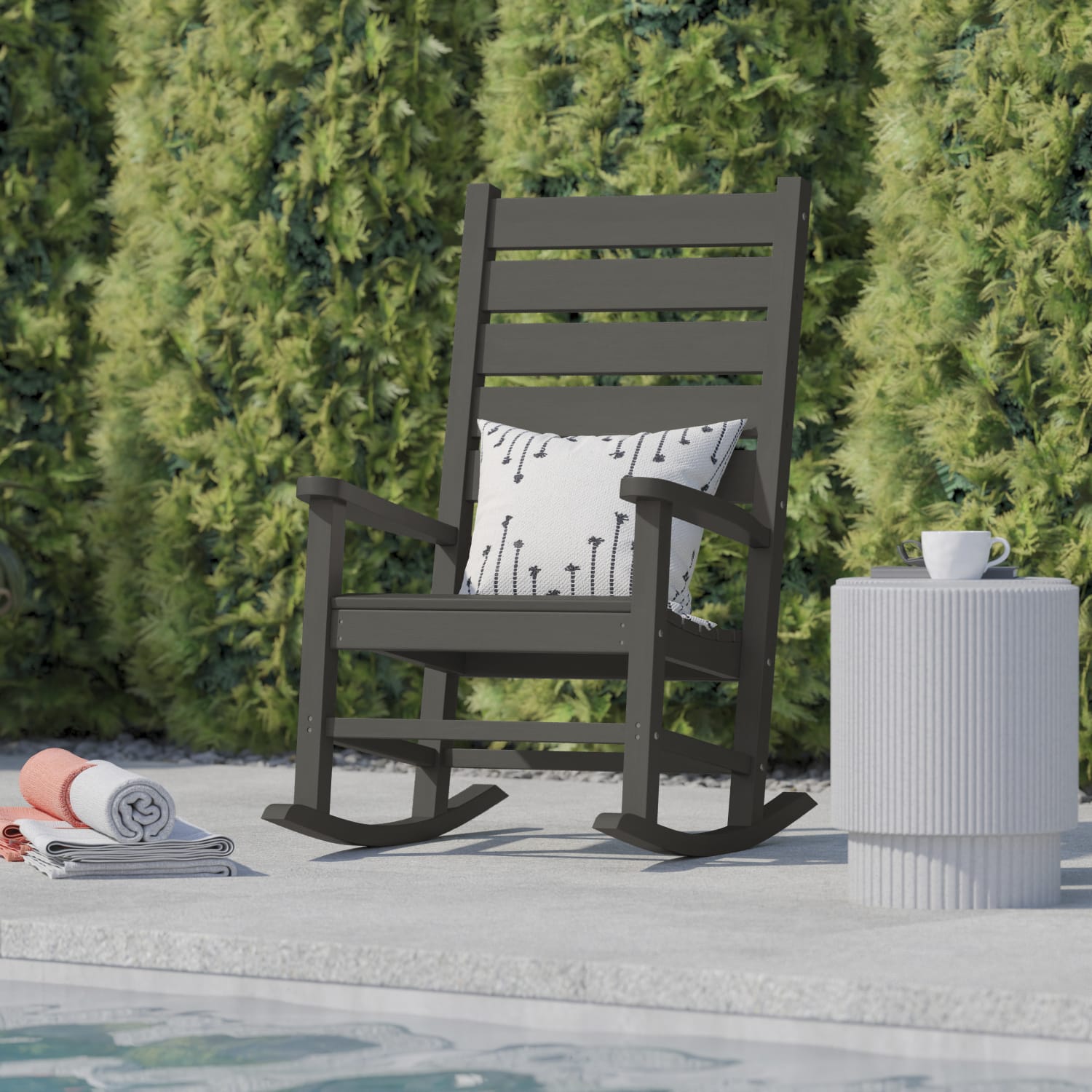 Flash Furniture Manchester All Weather Rocking Chair Gray PopularChairscom