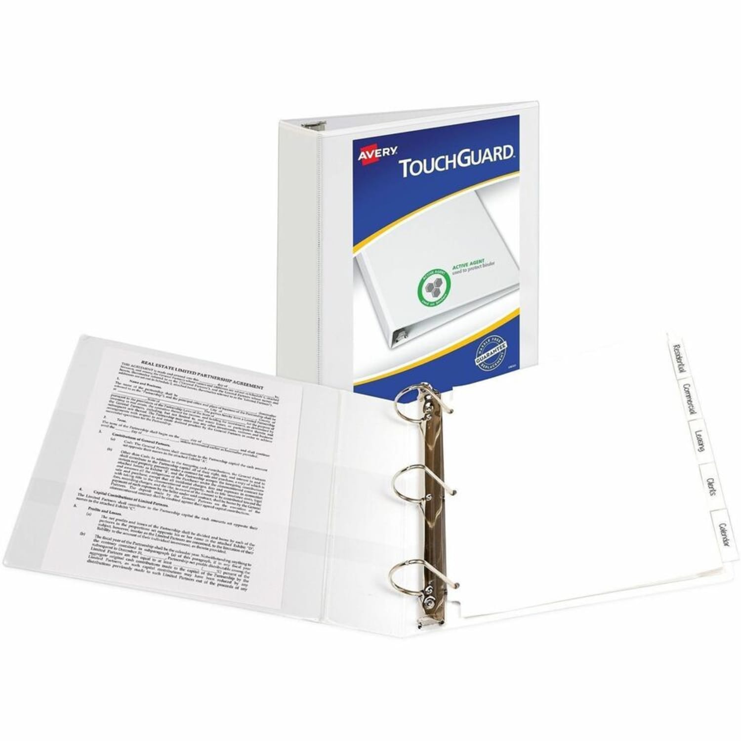 Avery Touchguard View 3-Ring Binder With EZ-Turn Rings And Antimicrobial Protection, 2in D-Rings, 40% Recycled, White - Image 3