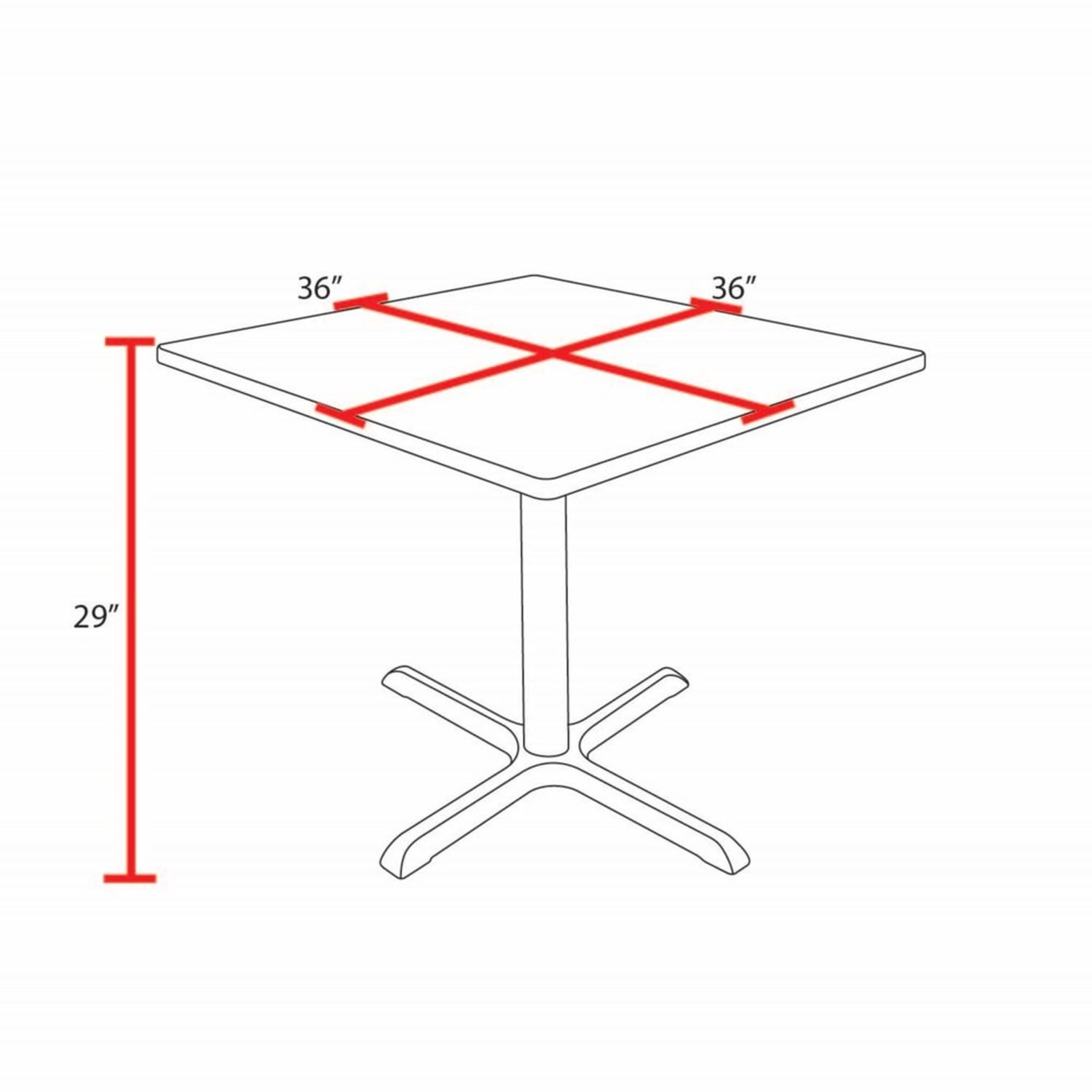 Regency Cain Square X-Base Breakroom Table, 29inH x 36inW x 36inD, Mahogany - Image 4