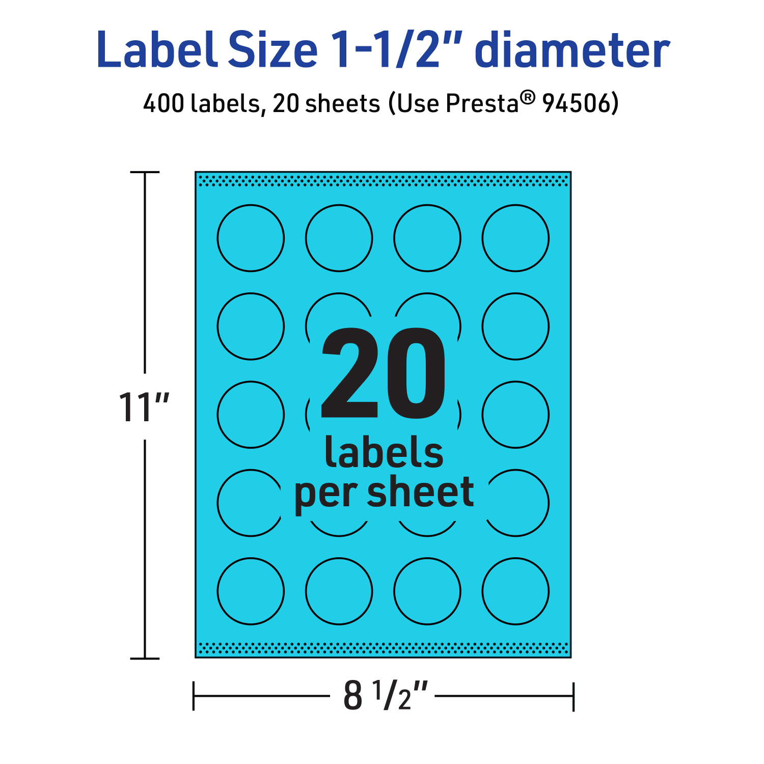Avery Print-To-The-Edge Labels With Sure Feed Technology And Easy Peel Label Feature, 94506-BBP20, Round, 1-1/2in, Matte Bright Blue, Pack of 400 - Image 6