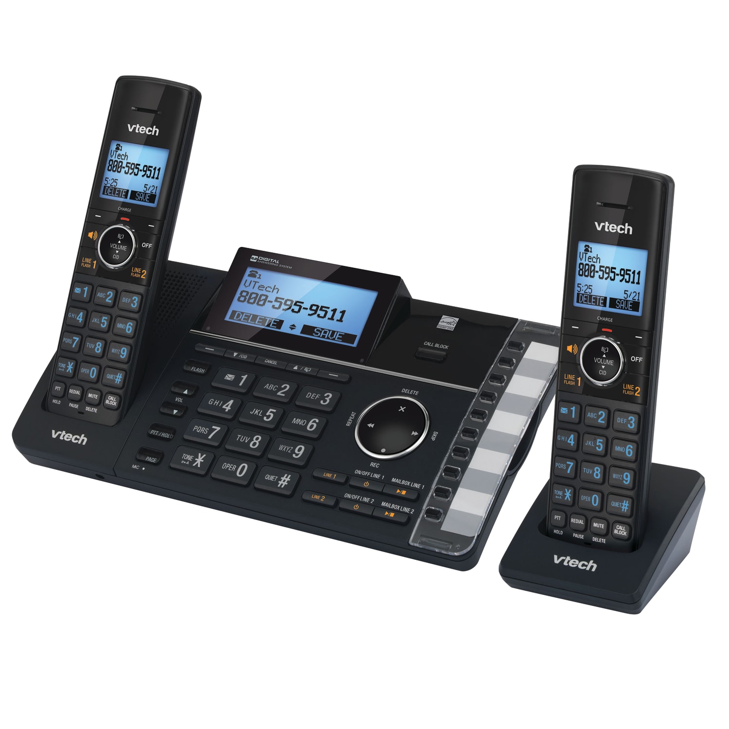 VTech DS6251-2 DECT 6.0 Expandable 2-Line Cordless Phone With Answering System, 80-1375-00 - Image 3