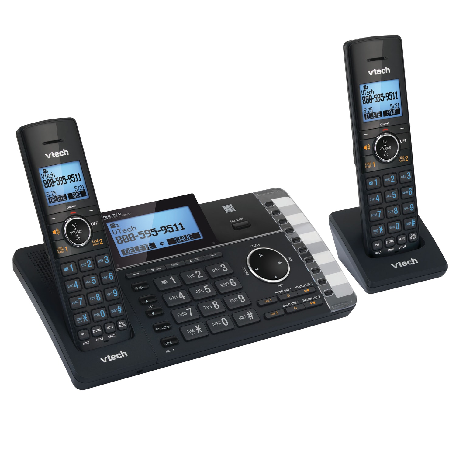 VTech DS6251-2 DECT 6.0 Expandable 2-Line Cordless Phone With Answering System, 80-1375-00 - Image 4