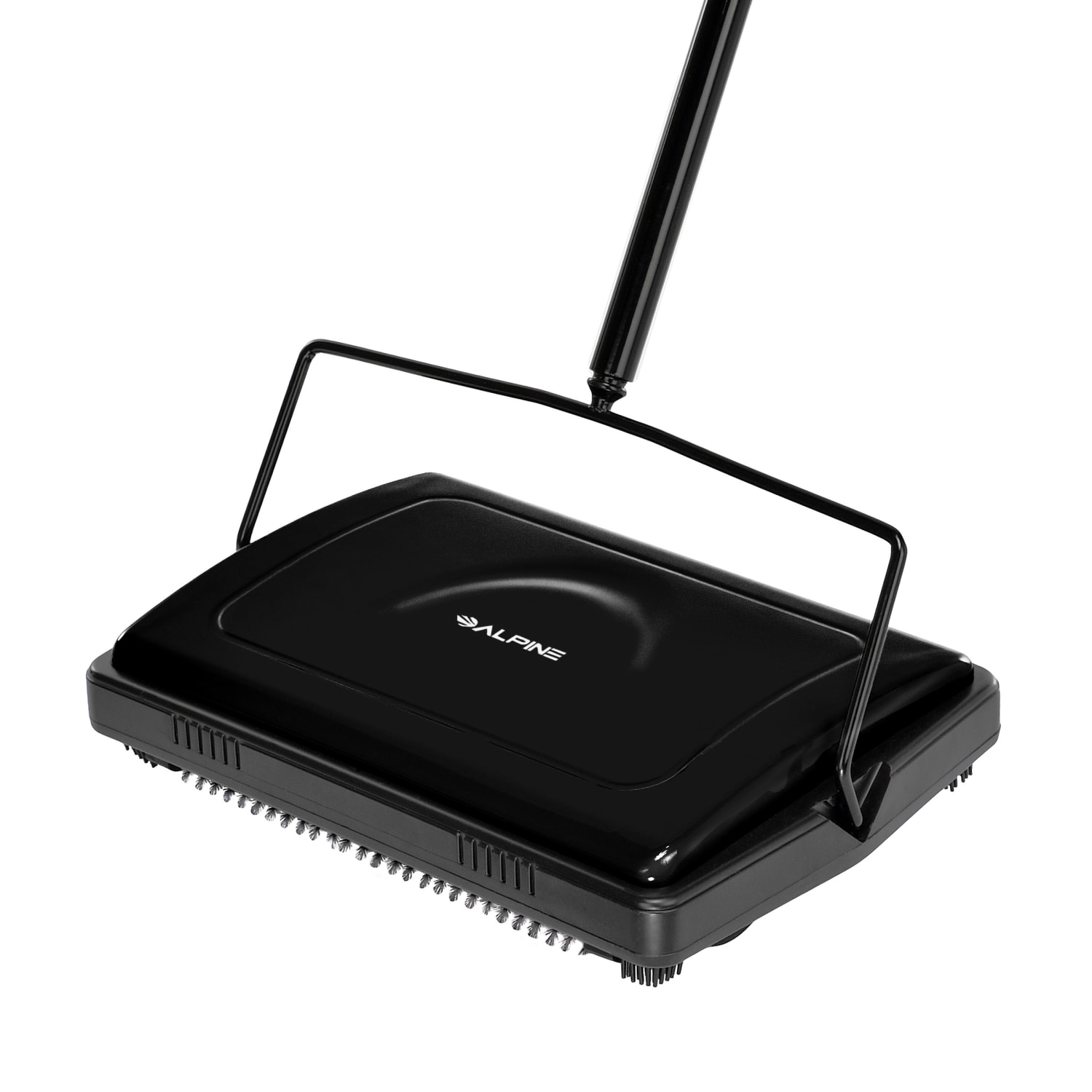 Alpine Industries Manual Triple-Brush Floor And Carpet Sweeper, 42-1/2inH x 11-1/16inW x 7-15/16inD, Black