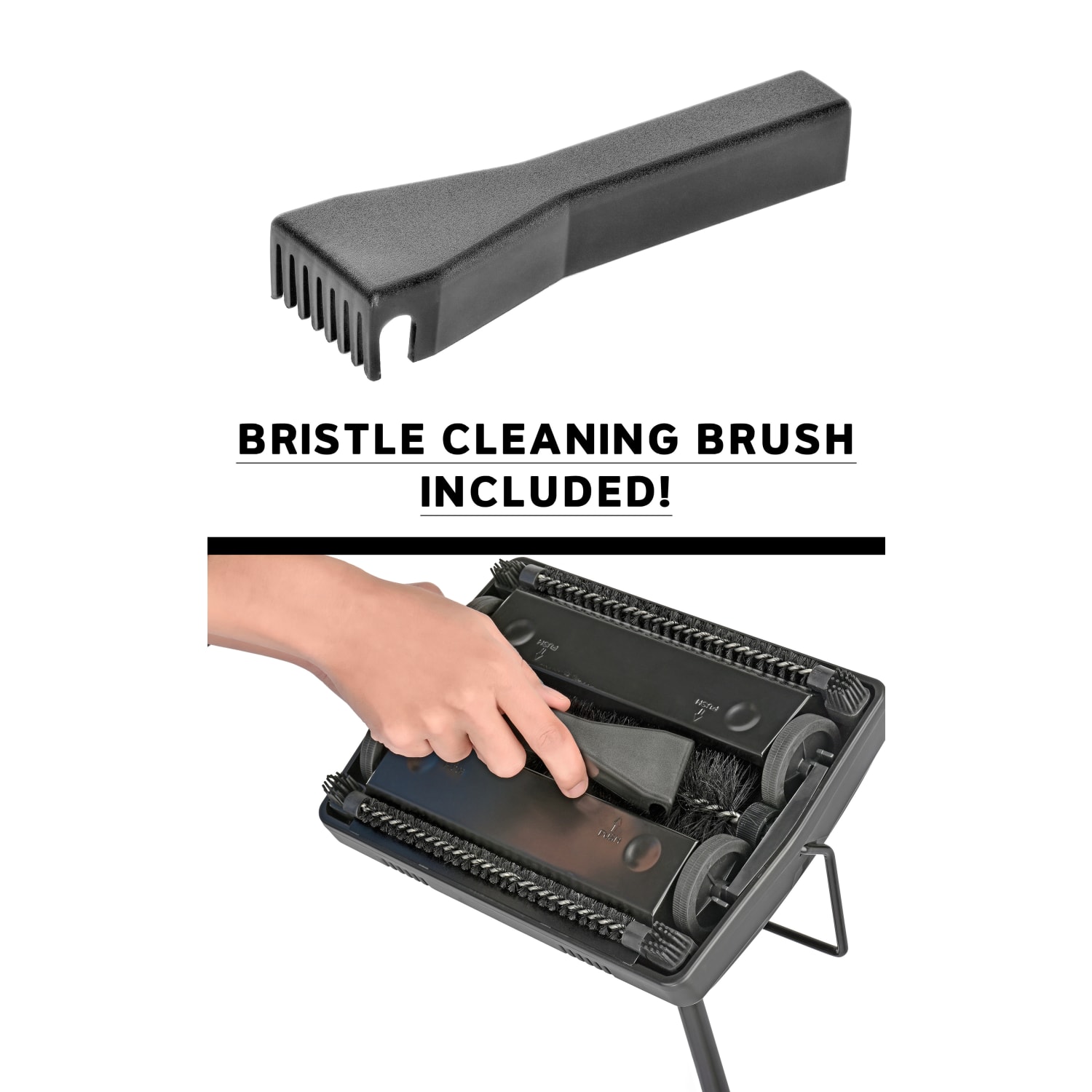 Alpine Industries Manual Triple-Brush Floor And Carpet Sweeper, 42-1/2inH x 11-1/16inW x 7-15/16inD, Black - Image 4