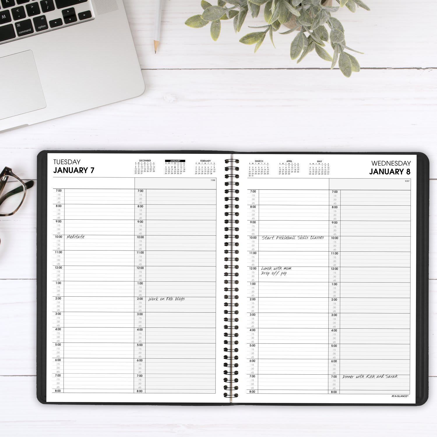 2025 AT-A-GLANCE 2-Person Daily Appointment Book, 8in x 11in, Black, January To December, 7022205 - Image 3