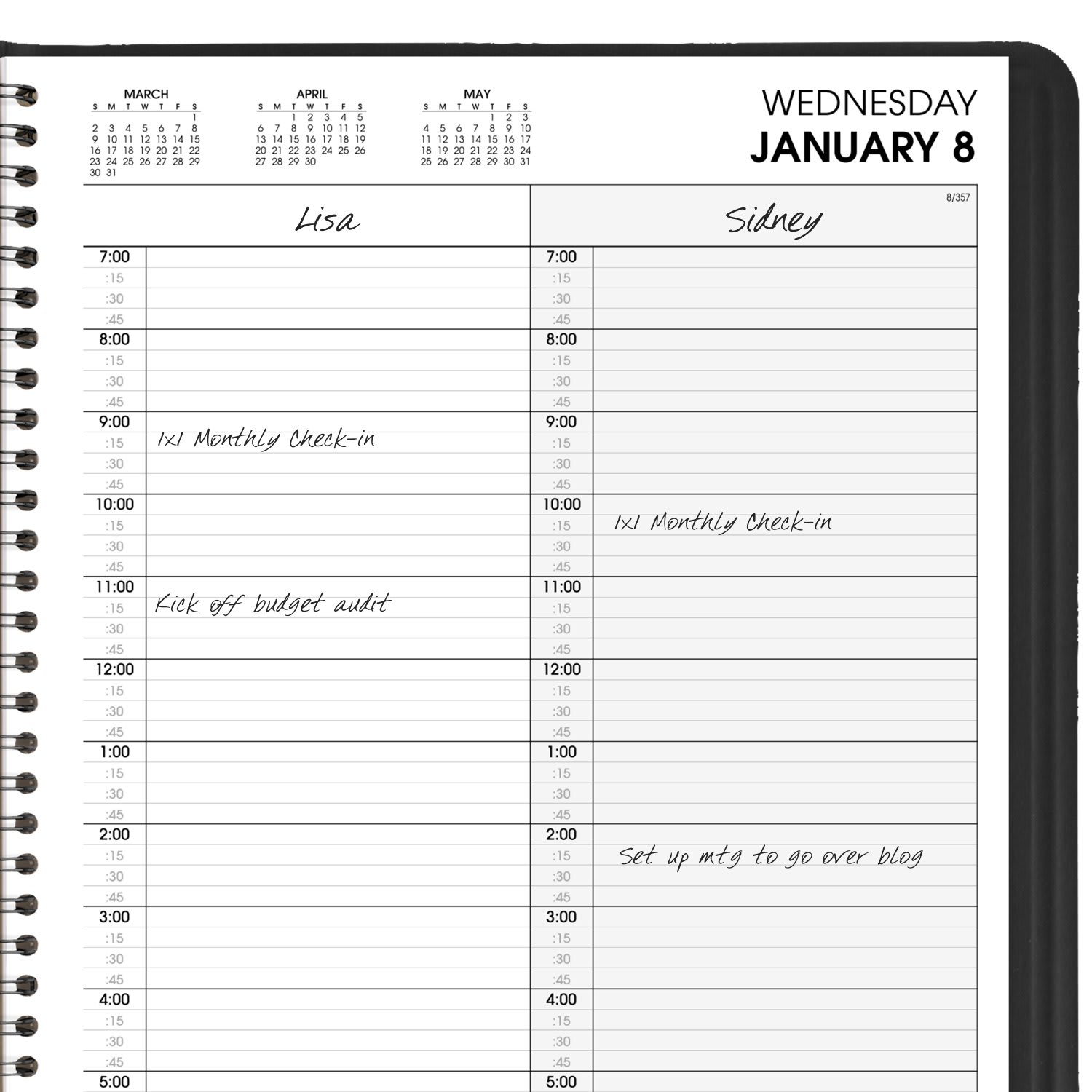 2025 AT-A-GLANCE 2-Person Daily Appointment Book, 8in x 11in, Black, January To December, 7022205 - Image 6