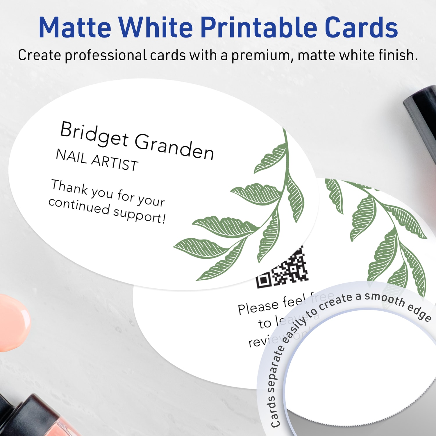 Avery Print-To-The-Edge Flat Cards With Sure Feed Technology, 4inx6in Oval, Matte White, Pack Of 100 - Image 4