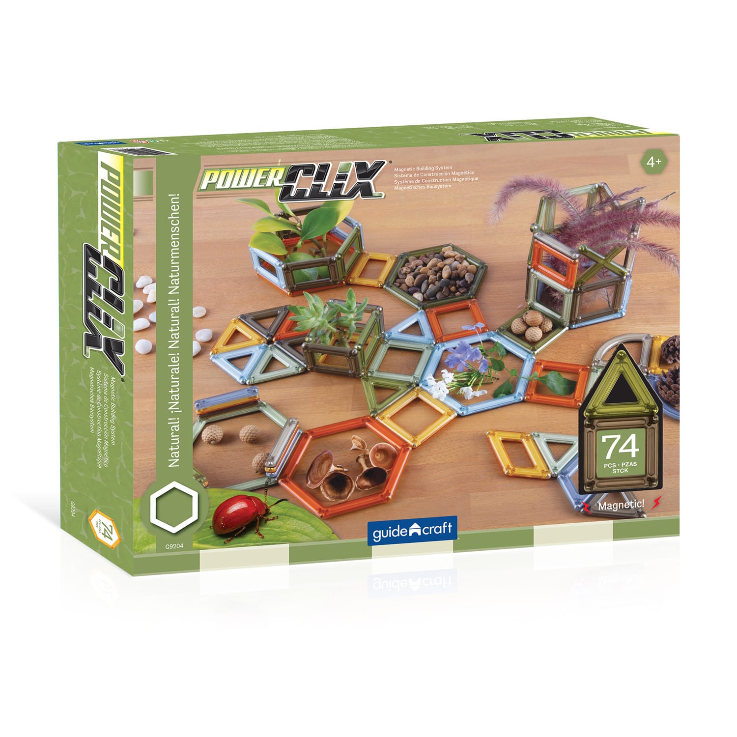 Guidecraft PowerClix Frames, Natural, Magnetic Building Set, 75 Pieces - Image 3