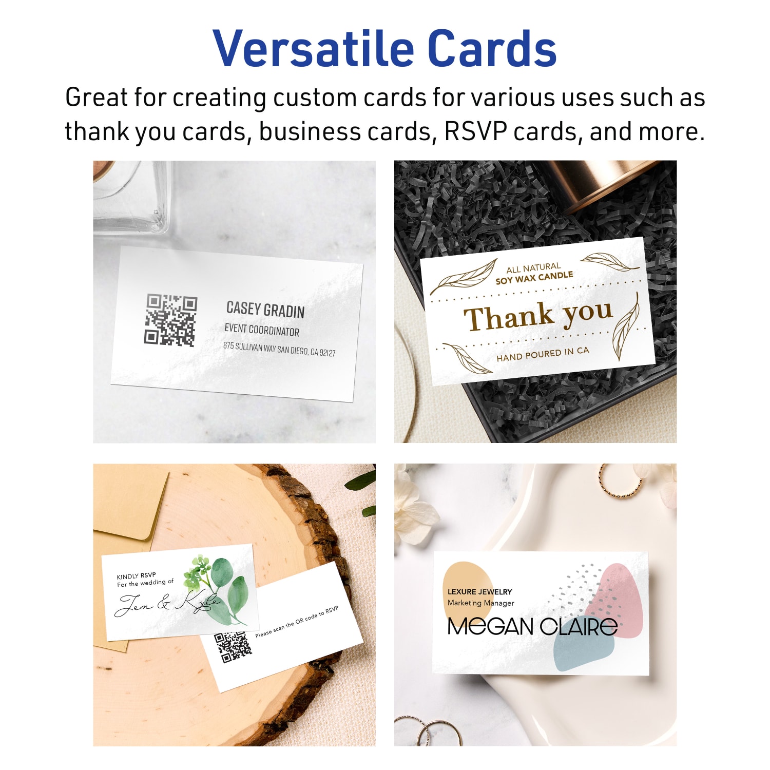 Avery Printable Business Cards With Sure Feed Technology, 2inx3.5in, Glossy White, Pack Of 250 - Image 4