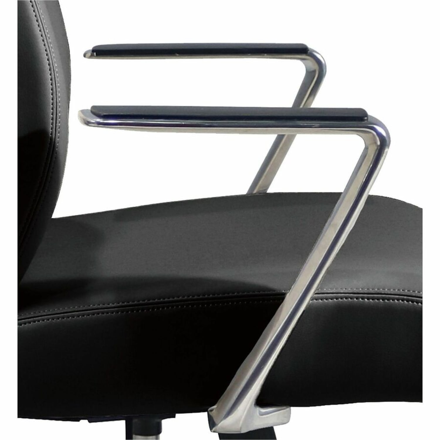 Lorell Fuerte Executive/Conference High-Back Chair with Polished Aluminum Arms - High Back - Black - Poly, Polyurethane - Armrest - 1 Each - Image 6