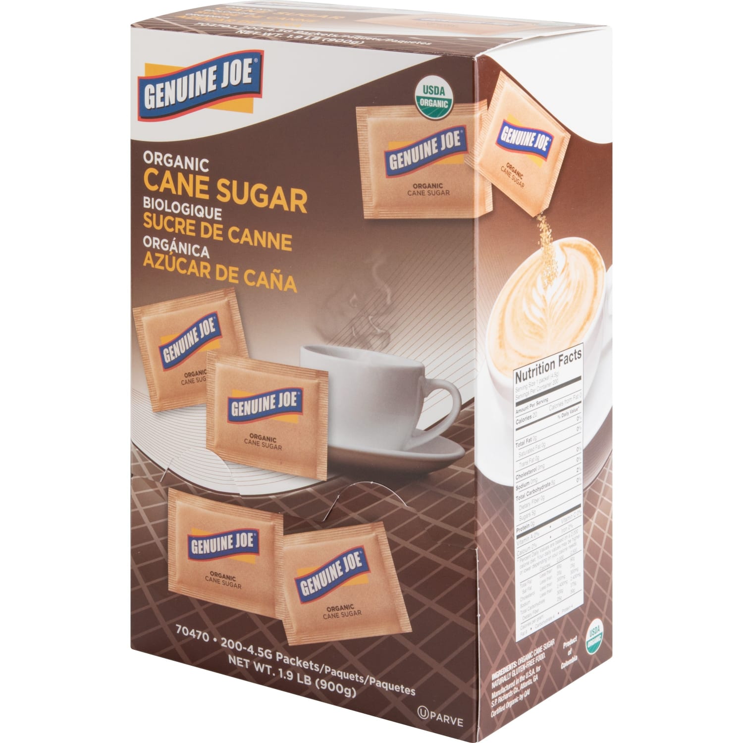 Genuine Joe Turbinado Natural Cane Sugar Packets - 0.159 oz (4.5 g) - Molasses Flavor - Natural Sweetener - 2/Carton - 200Box - Image 4
