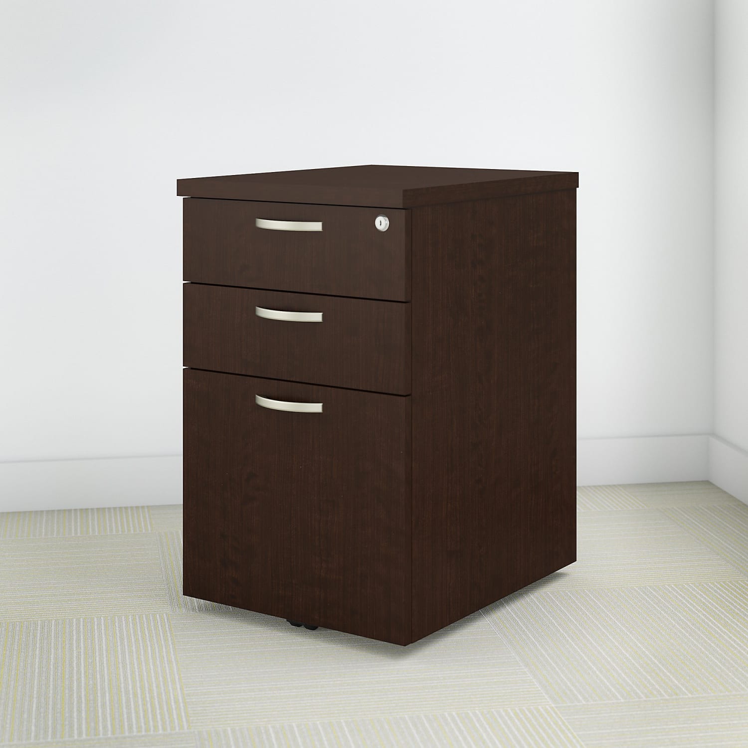 Bush Business Furniture Easy Office 20inD Vertical 3-Drawer Mobile File Cabinet, Mocha Cherry, Delivery - Image 3