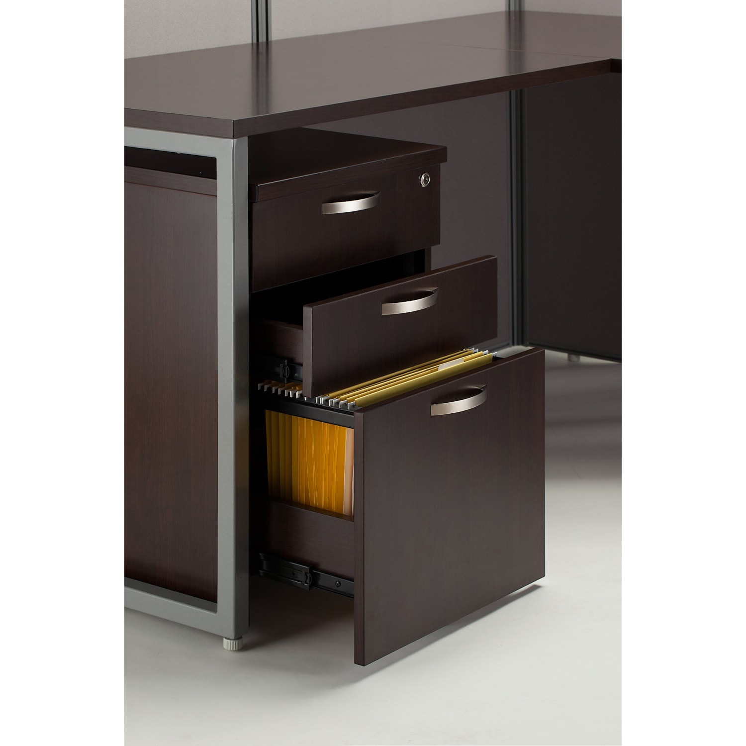 Bush Business Furniture Easy Office 20inD Vertical 3-Drawer Mobile File Cabinet, Mocha Cherry, Delivery - Image 6