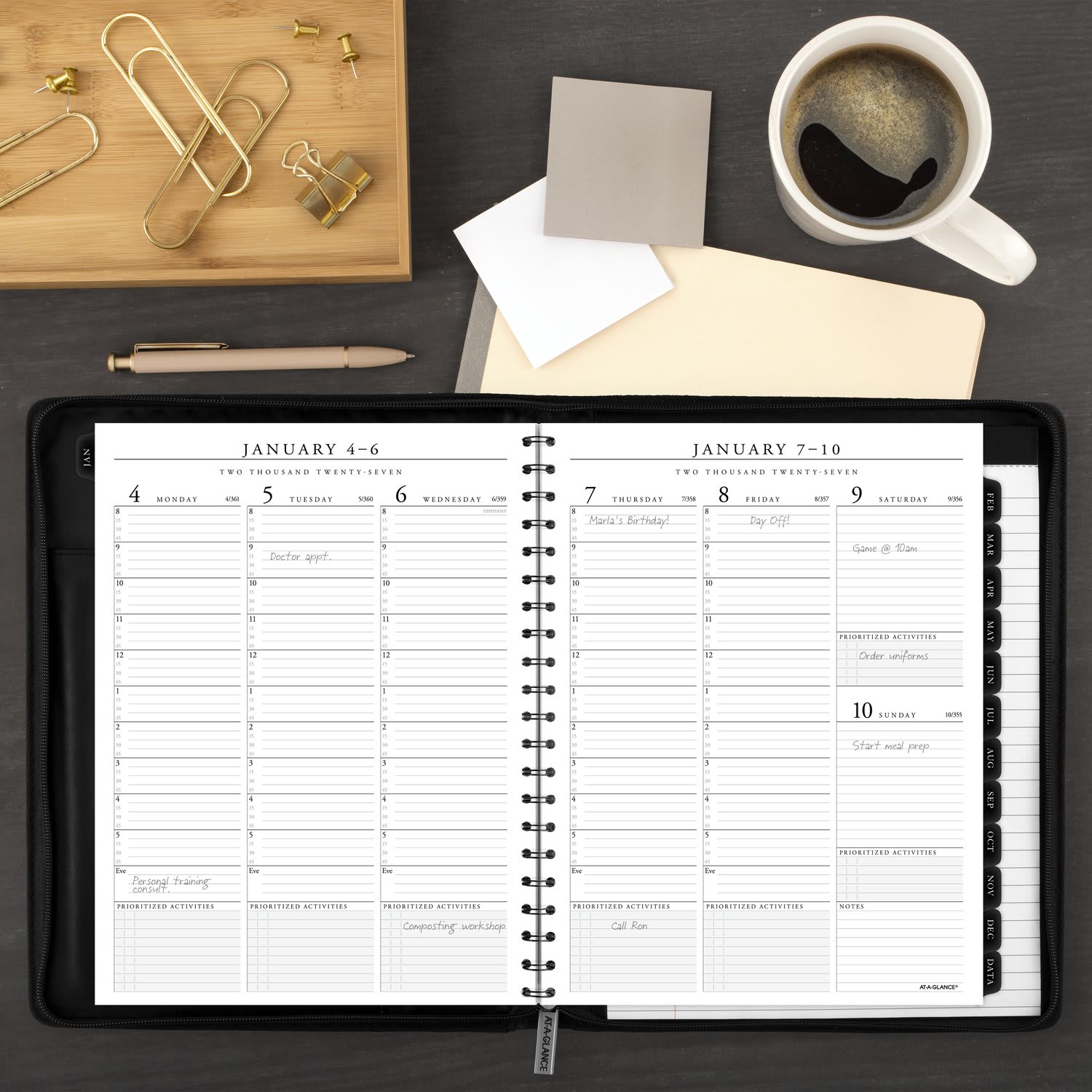 AT-A-GLANCE Executive 2027 Weekly Monthly Appointment Book with Zipper, Black, Large, 8 1/4in x 11in - Image 3