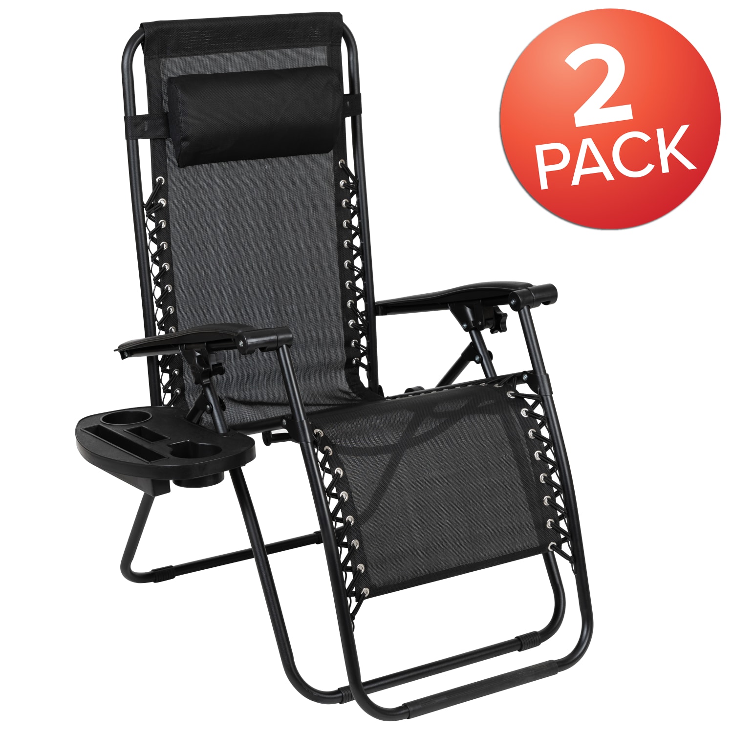 Flash Furniture Adjustable Folding Mesh Zero Gravity Reclining Lounge Chairs With Pillow And Tray Black Set Of 2 Chairs PopularChairscom Flash Furniture Adjustable Folding Mesh Zero Gravity Reclining Lounge Chairs With Pillow And Tray Black Set Of 2 Chairs PopularChairscom