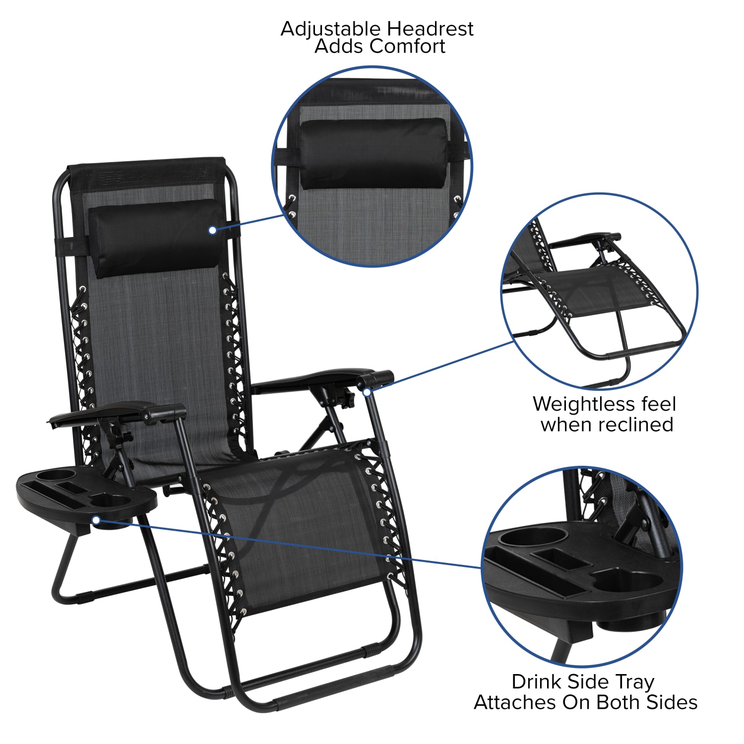 Flash Furniture Adjustable Folding Mesh Zero Gravity Reclining Lounge Chairs With Pillow And Tray Black Set Of 2 Chairs PopularChairscom Flash Furniture Adjustable Folding Mesh Zero Gravity Reclining Lounge Chairs With Pillow And Tray Black Set Of 2 Chairs PopularChairscom