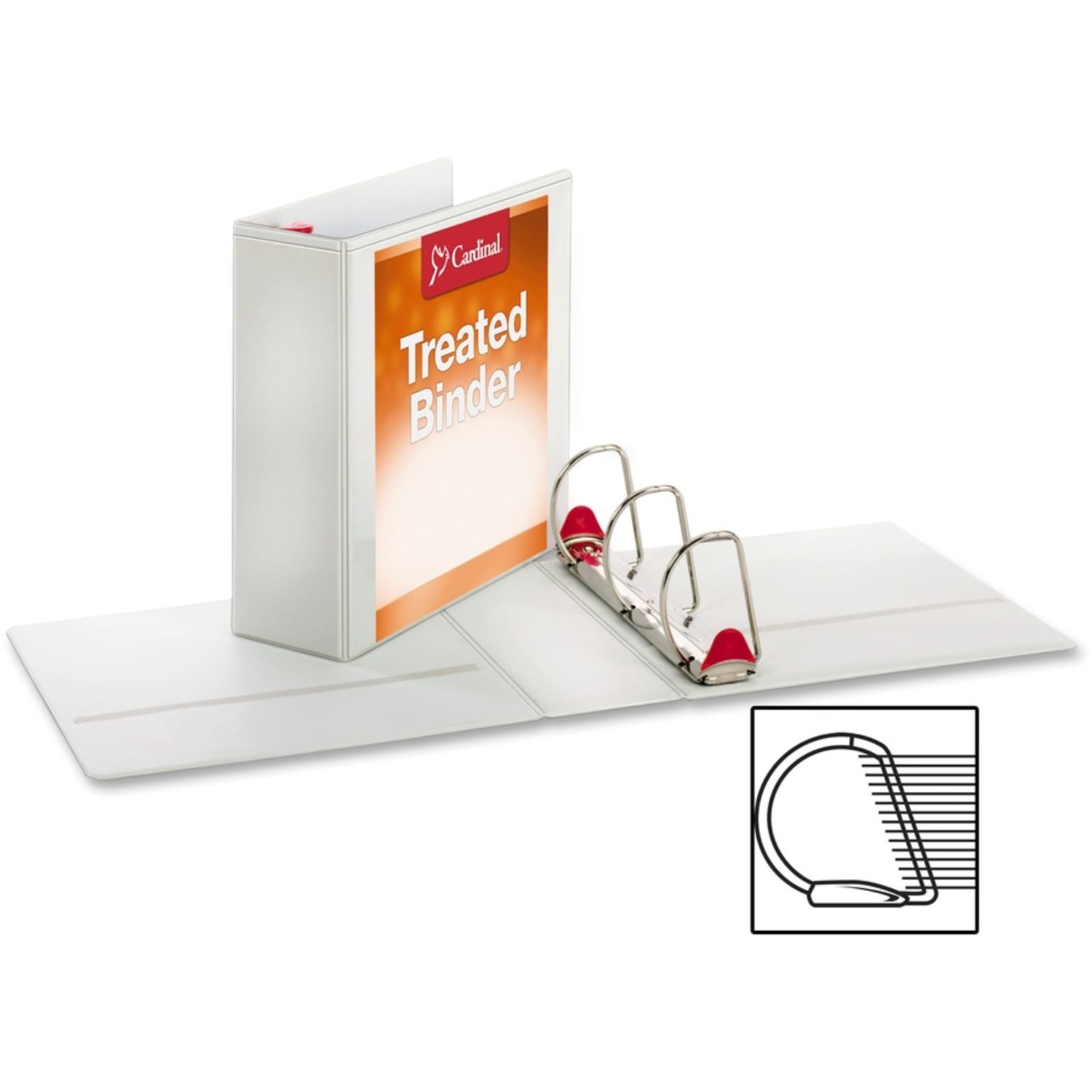Cardinal Treated ClearVue Locking 3-Ring Binder, 4in D-Rings, 52% Recycled, White - Image 6