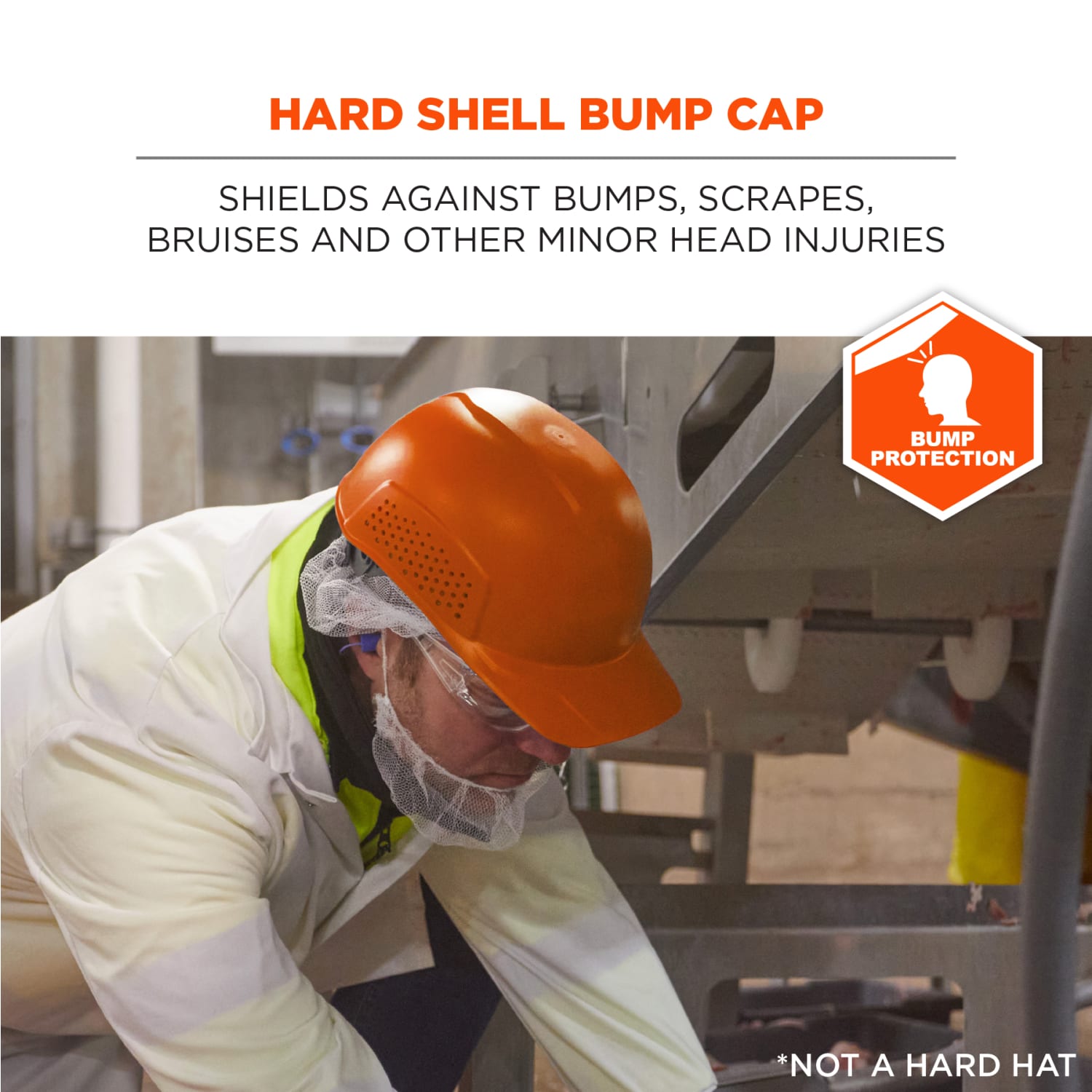 Ergodyne Skullerz 8951 Vented Hard Shell Bump Cap, Orange - Image 3