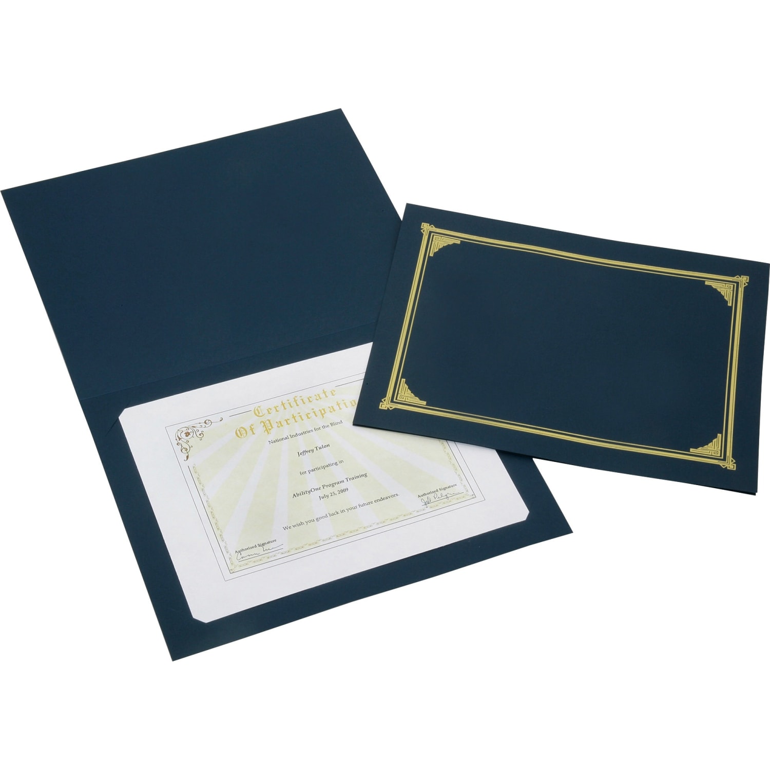SKILCRAFT Certificate/Document Cover, 8 1/2in x 11in, 8in x 10in, A4, Blue/Gold, Pack Of 5 (AbilityOne 7510-01-519-5771) - Image 3