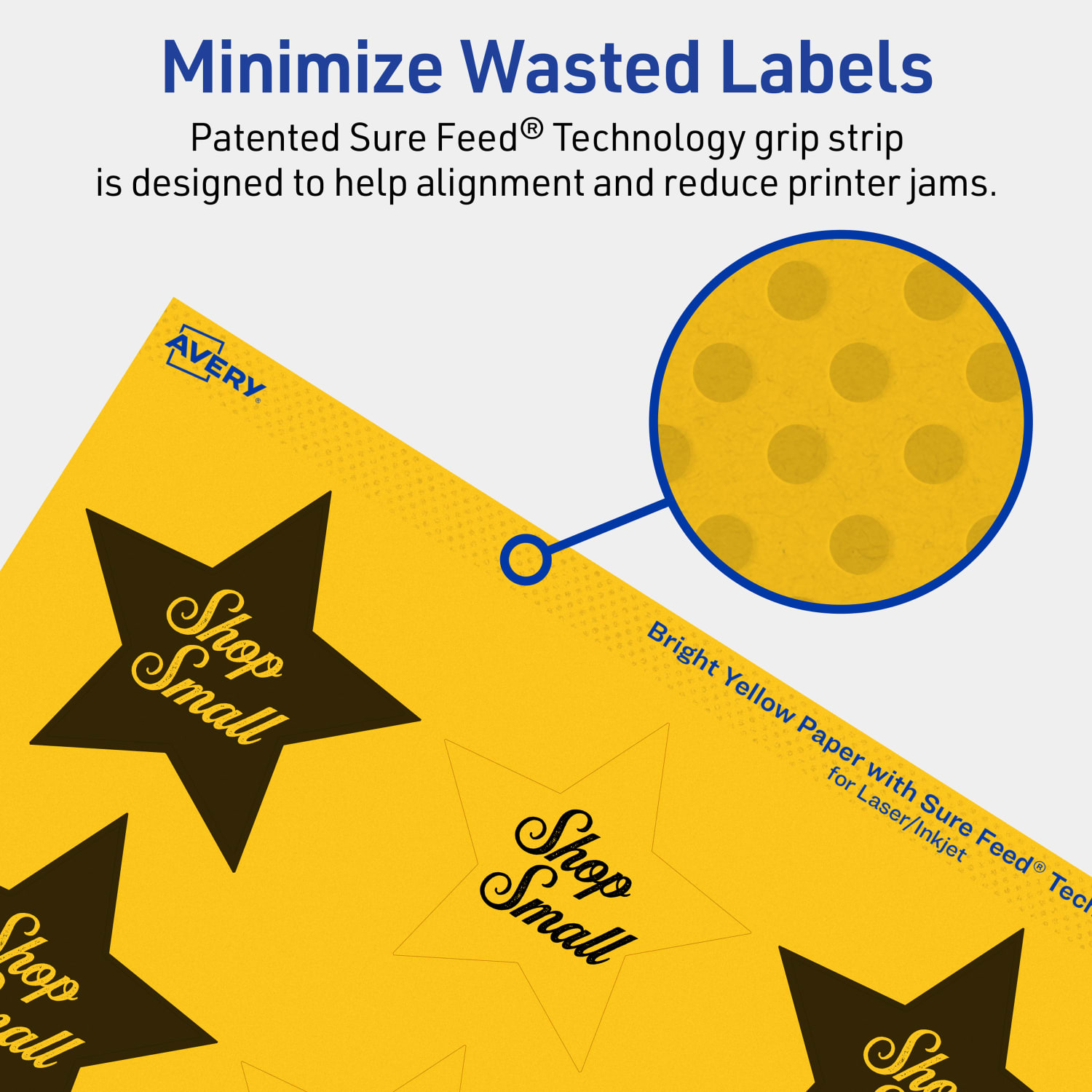 Avery Print-To-The-Edge Labels With Sure Feed Technology, 94611-BYP20, Star, 2-1/4in x 2-3/8in, Matte Bright Yellow, Pack of 240 - Image 5