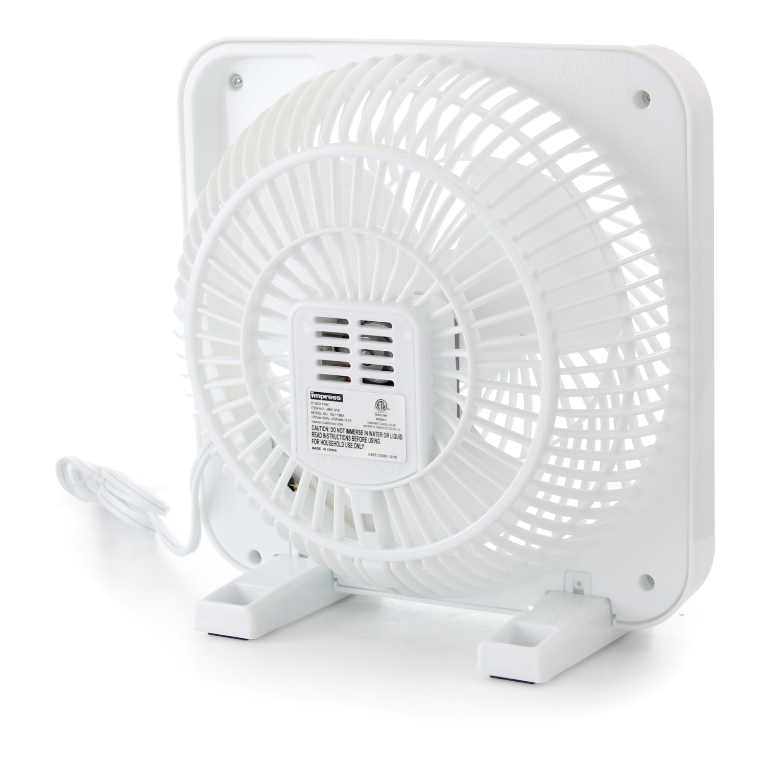 Impress Box Fan, 6inH x 10inW x 9inD, White - Image 4