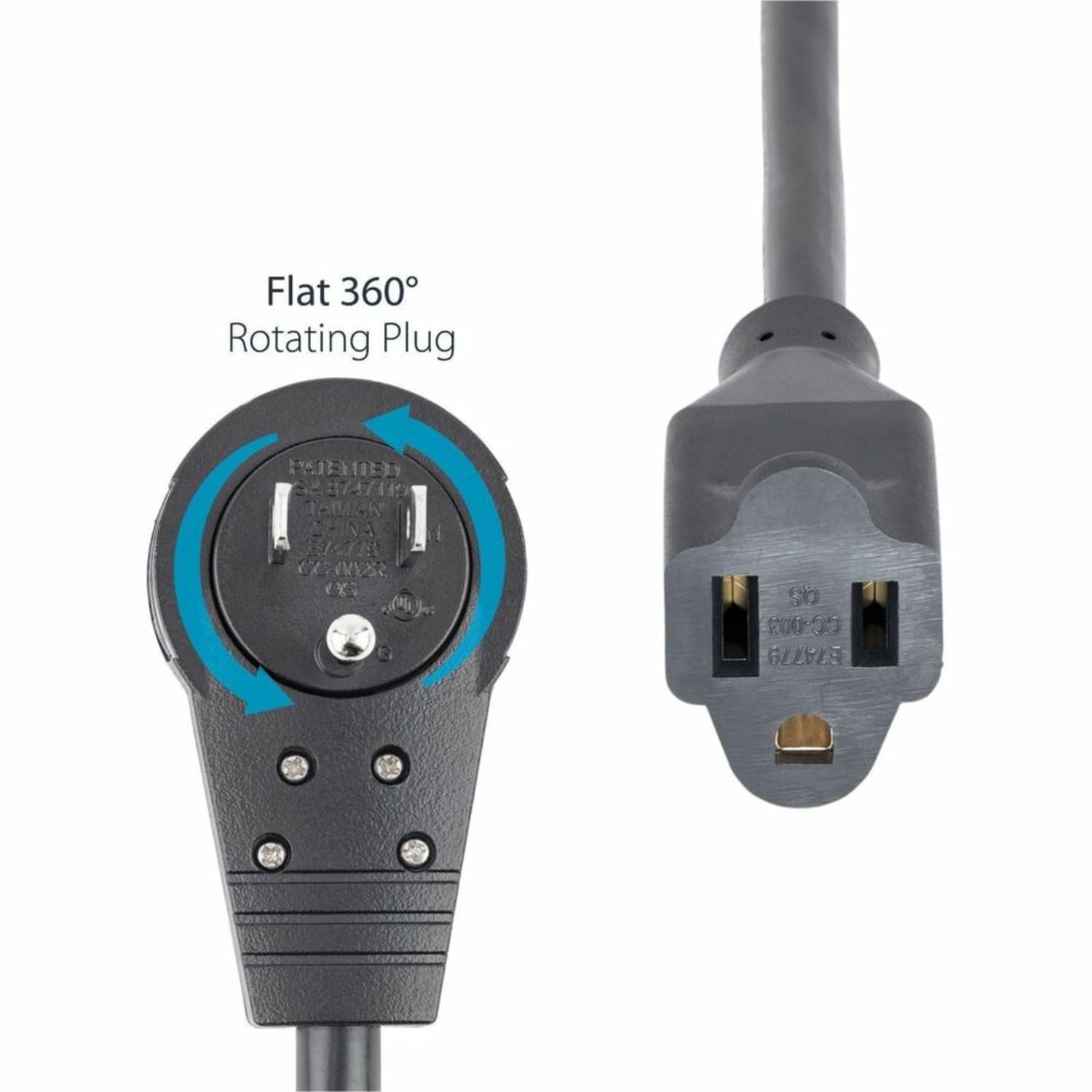 StarTech.com Rotating Flat Plug Extension Cord, 3ft - Image 4