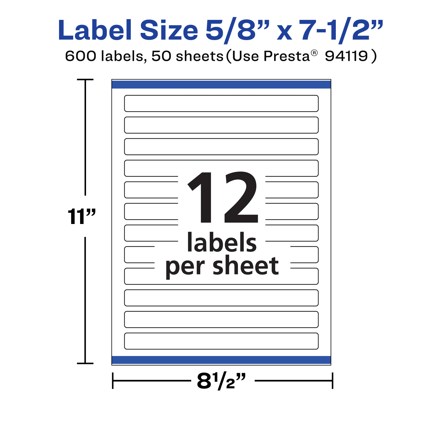Avery Removable Labels With Sure Feed, 94119-RMP50, Rectangle, 5/8in x 7-1/2in, White, Pack Of 600 Labels - Image 6